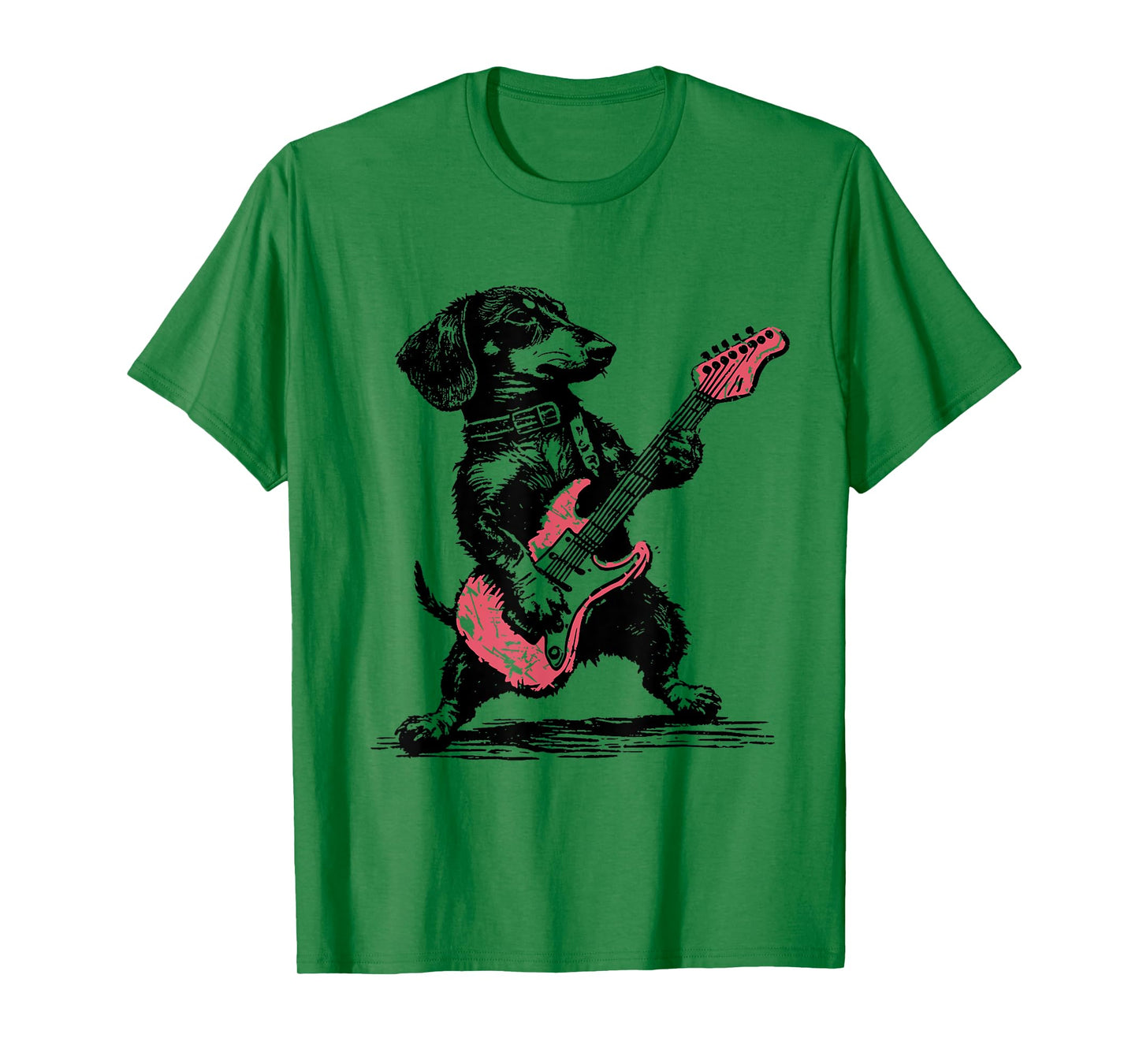 Vintage Dachshund Weenie Playing Guitar Funny Dog Rocker T-Shirt