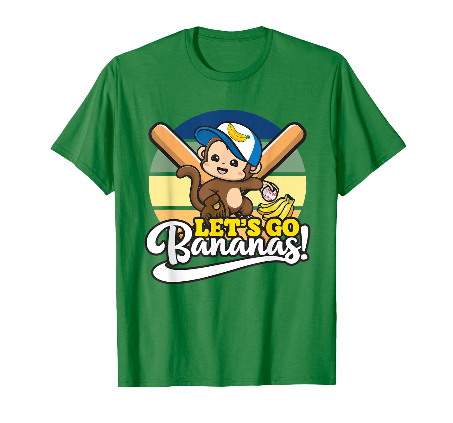 Cute Kawaii Monkey, Funny Let’s Go Bananas Baseball T-Shirt