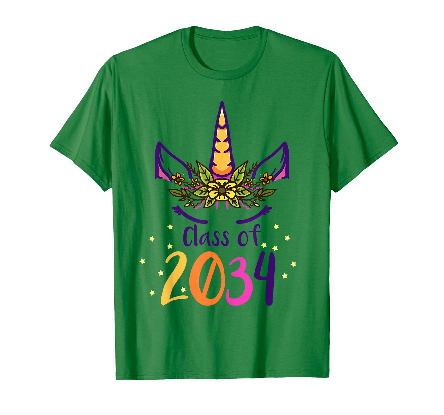 Unicorn Class Of 2034 Grow With Me Kindergarten Girls Gift T-Shirt