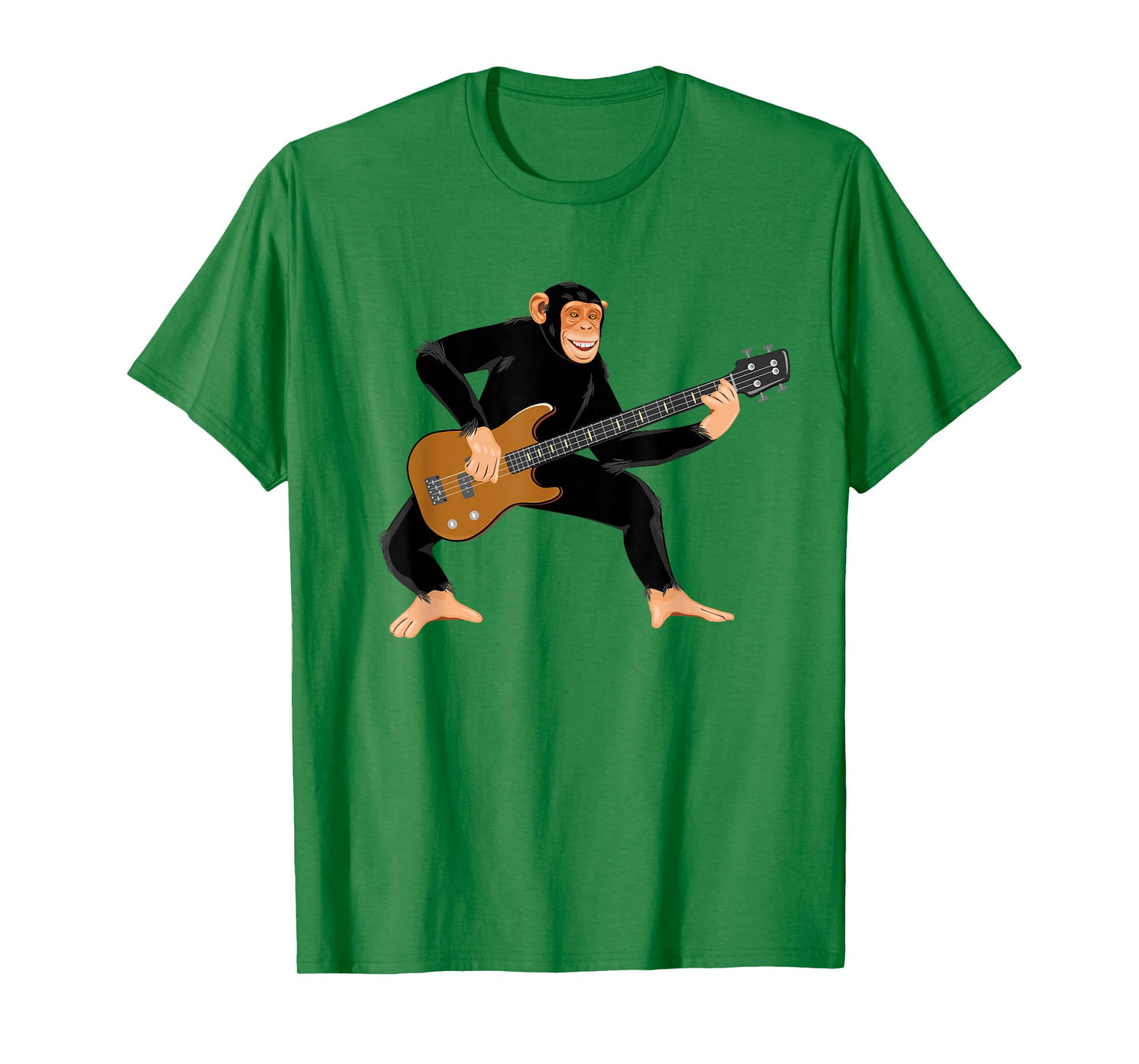 Chimpanzee Playing Electric Bass Guitar. Funny Monkey Shirt T-Shirt