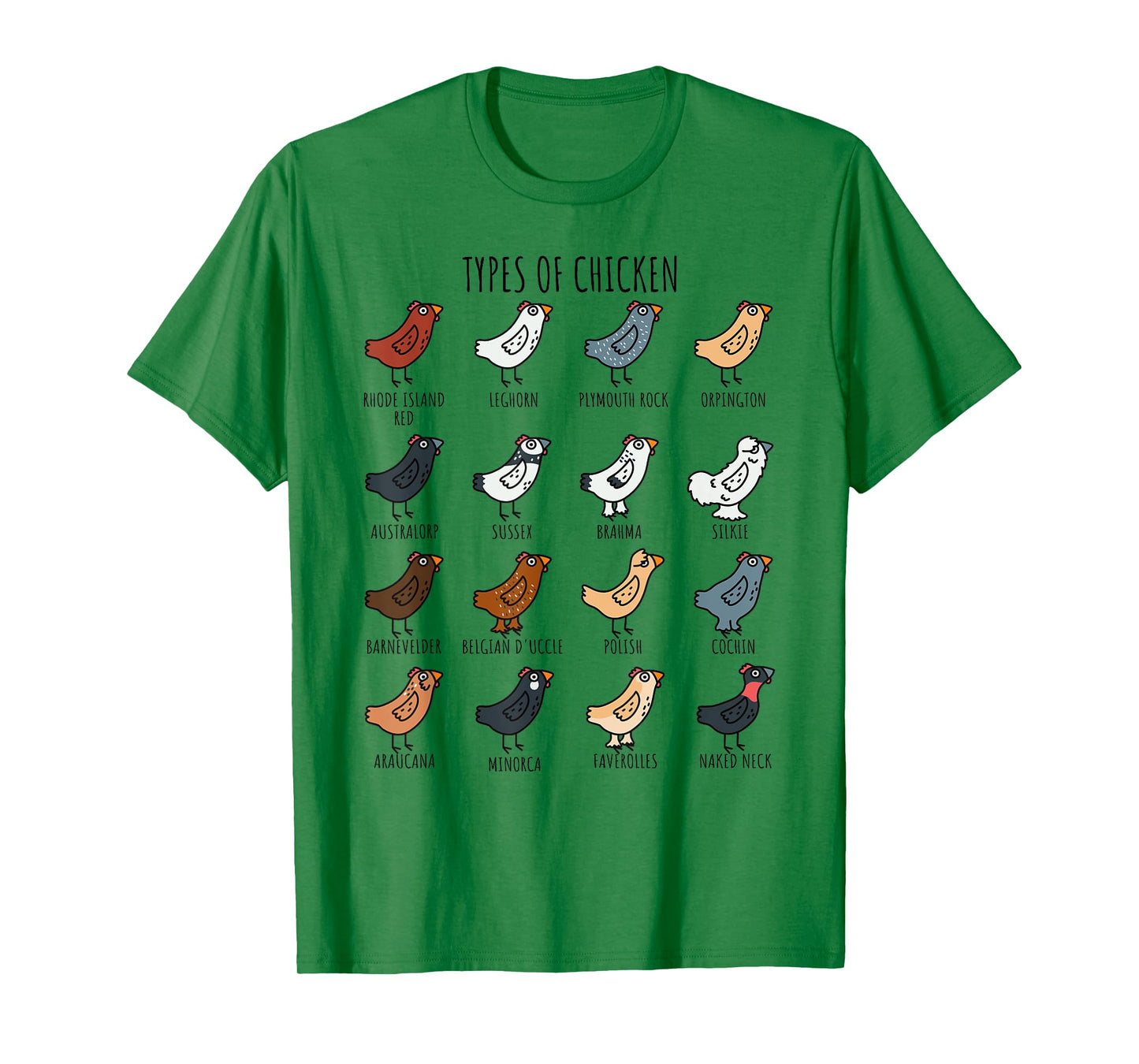 Cute Types of Chicken Lady Leghorn Silkie Cochin Minorca T-Shirt