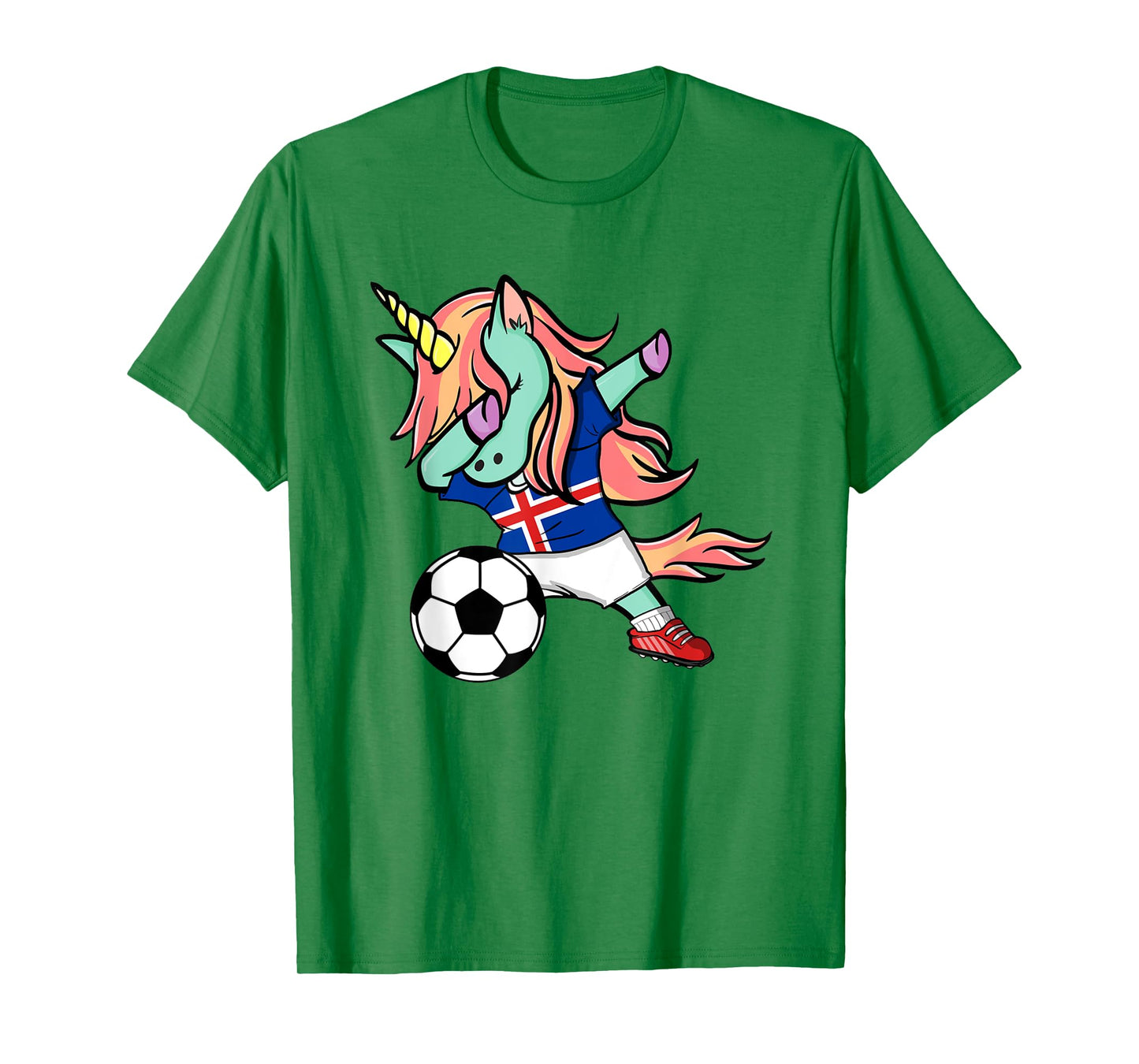 Dabbing Unicorn Soccer Iceland Jersey Icelandic Football Tee T-Shirt