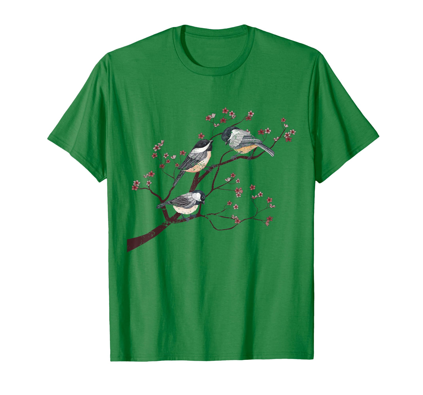 Bird Watcher Chickadee Vintage Nature Blossom Birds T-Shirt