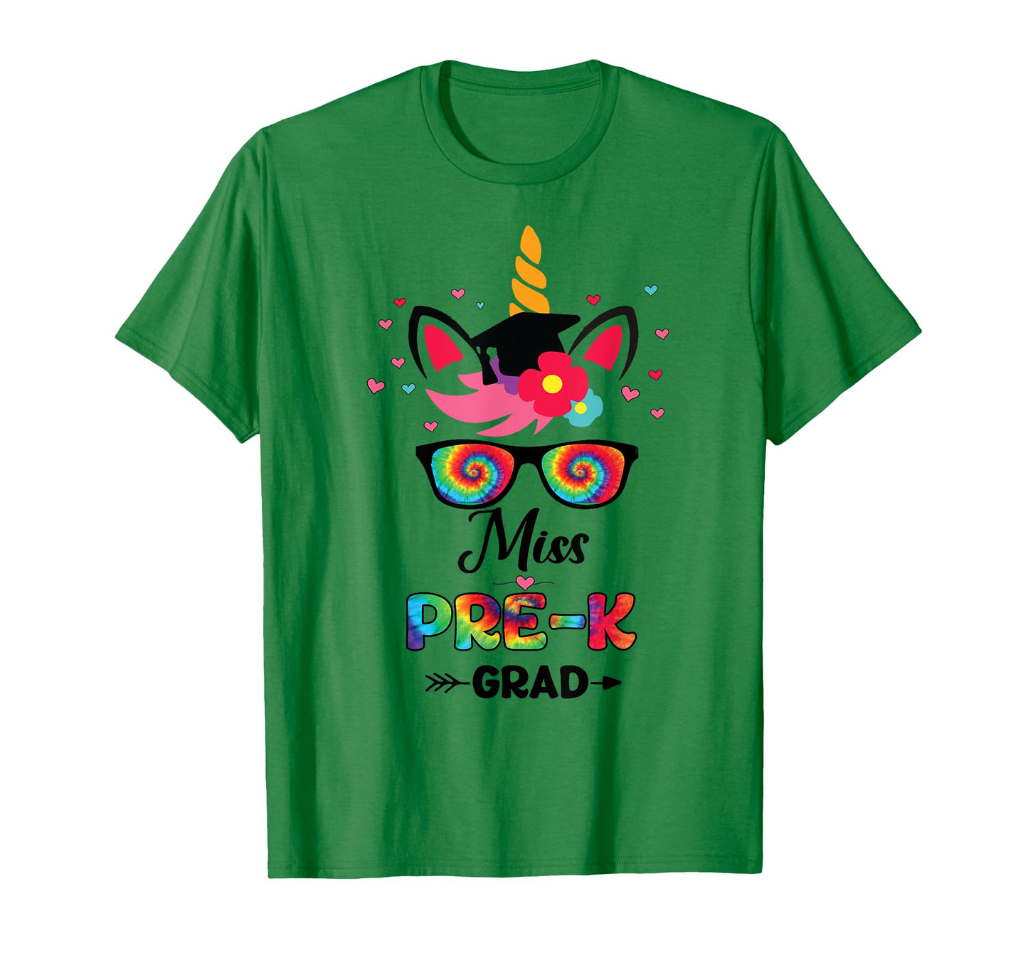 Unicorn Miss Pre-k Grad with Glasses Preschool Graduation T-Shirt