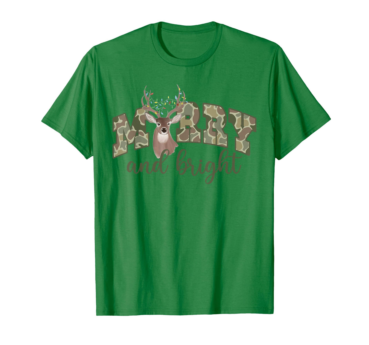 Merry And Christmas Bright Camouflage Reindeer Xmas Pajamas T-Shirt
