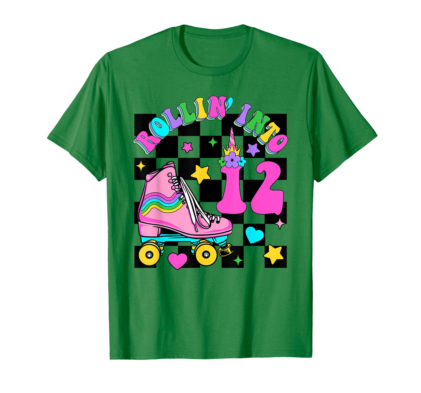 Rolling Into 12 Years Old Skater 12th Birthday Kids Girls T-Shirt