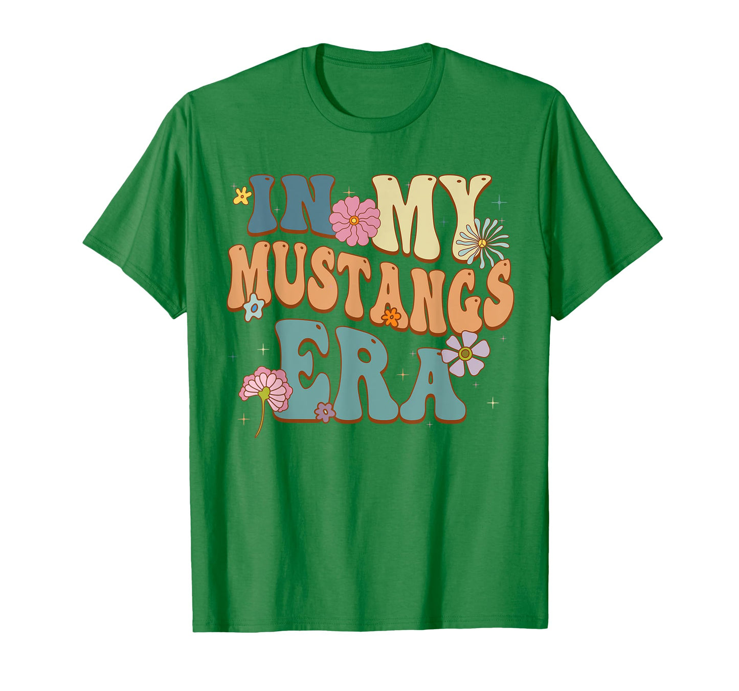 In My Mustangs Era Back to School Spirit Game Retro Groovy T-Shirt
