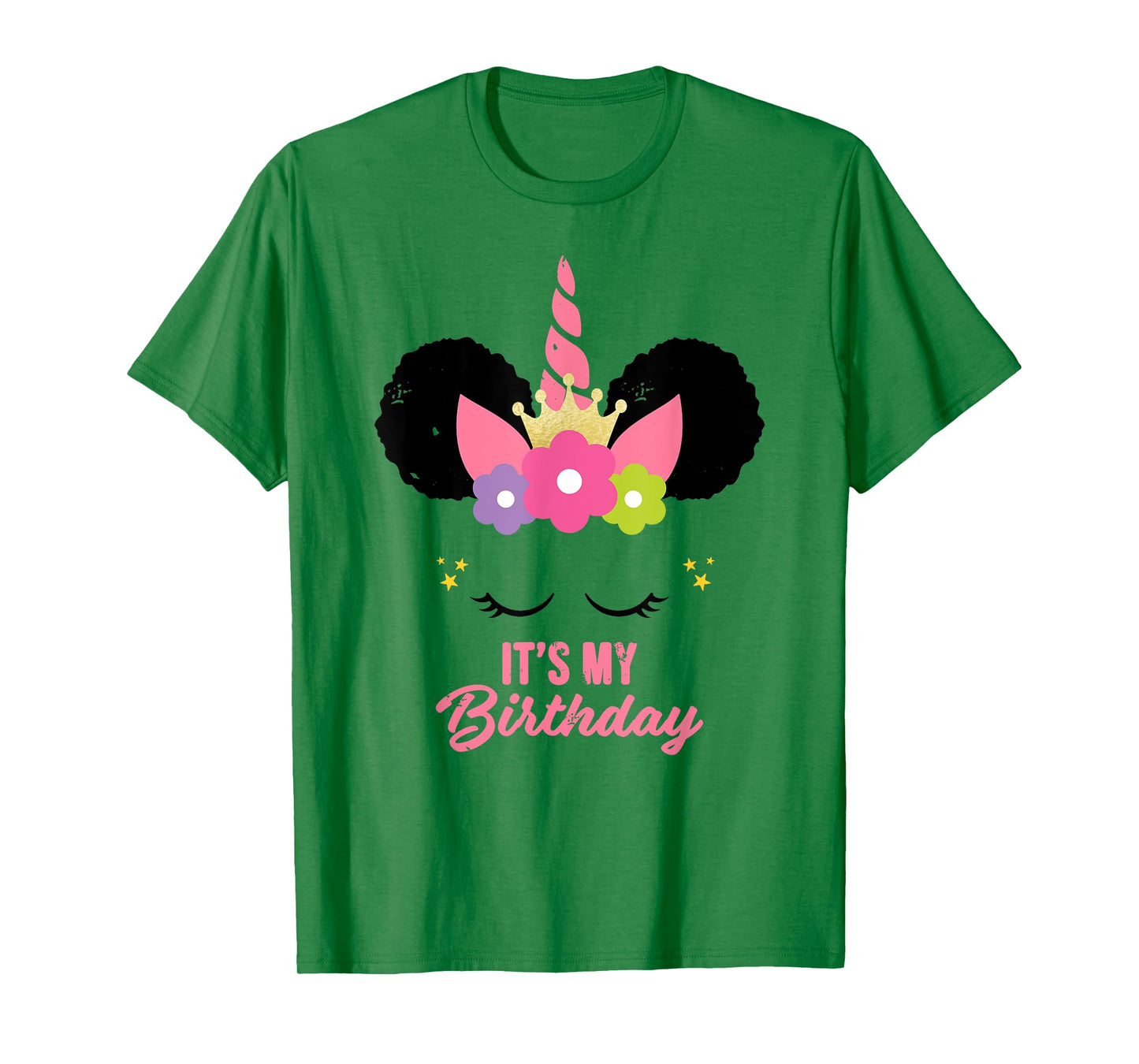 Unicorn Birthday Girl Afro Puff Birthday Present for Girl T-Shirt
