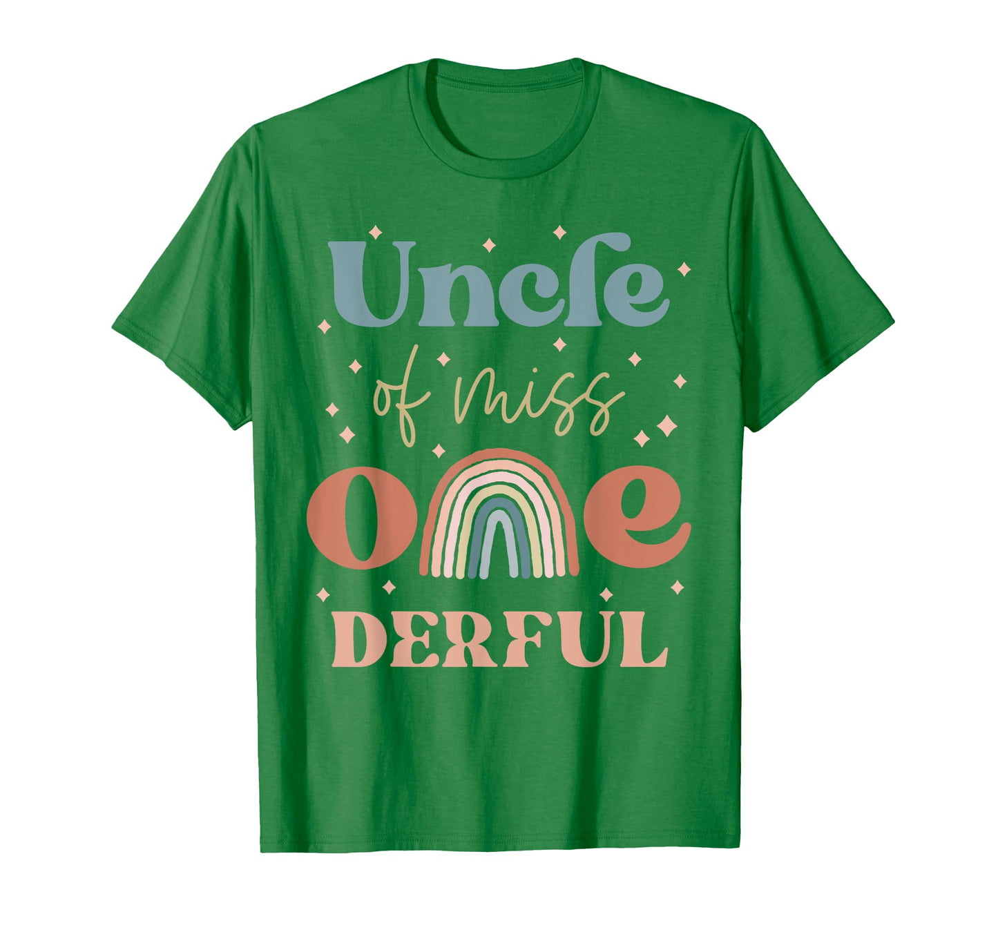 Uncle of Miss Onederful Boho Rainbow Niece First Birthday T-Shirt