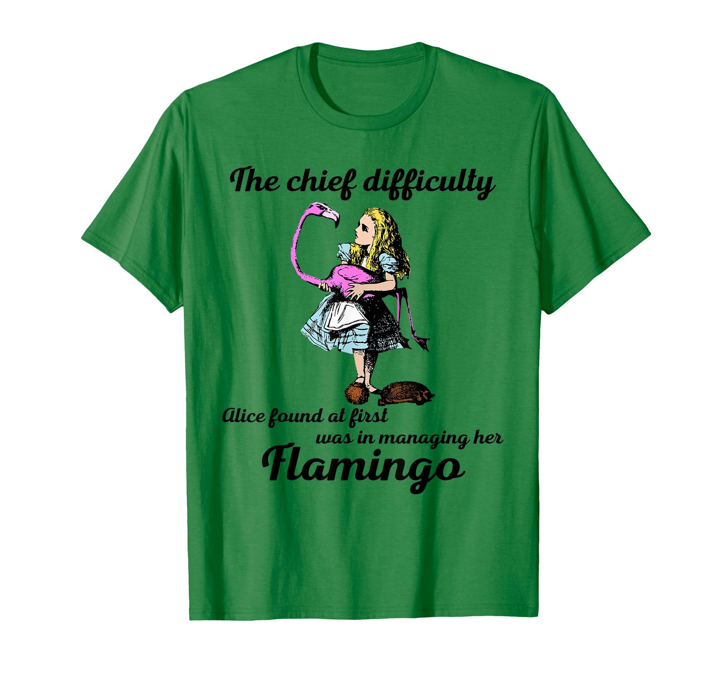 Alice Managing Flamingo Croquet Mallet And Hedgehog T Shirt T-Shirt