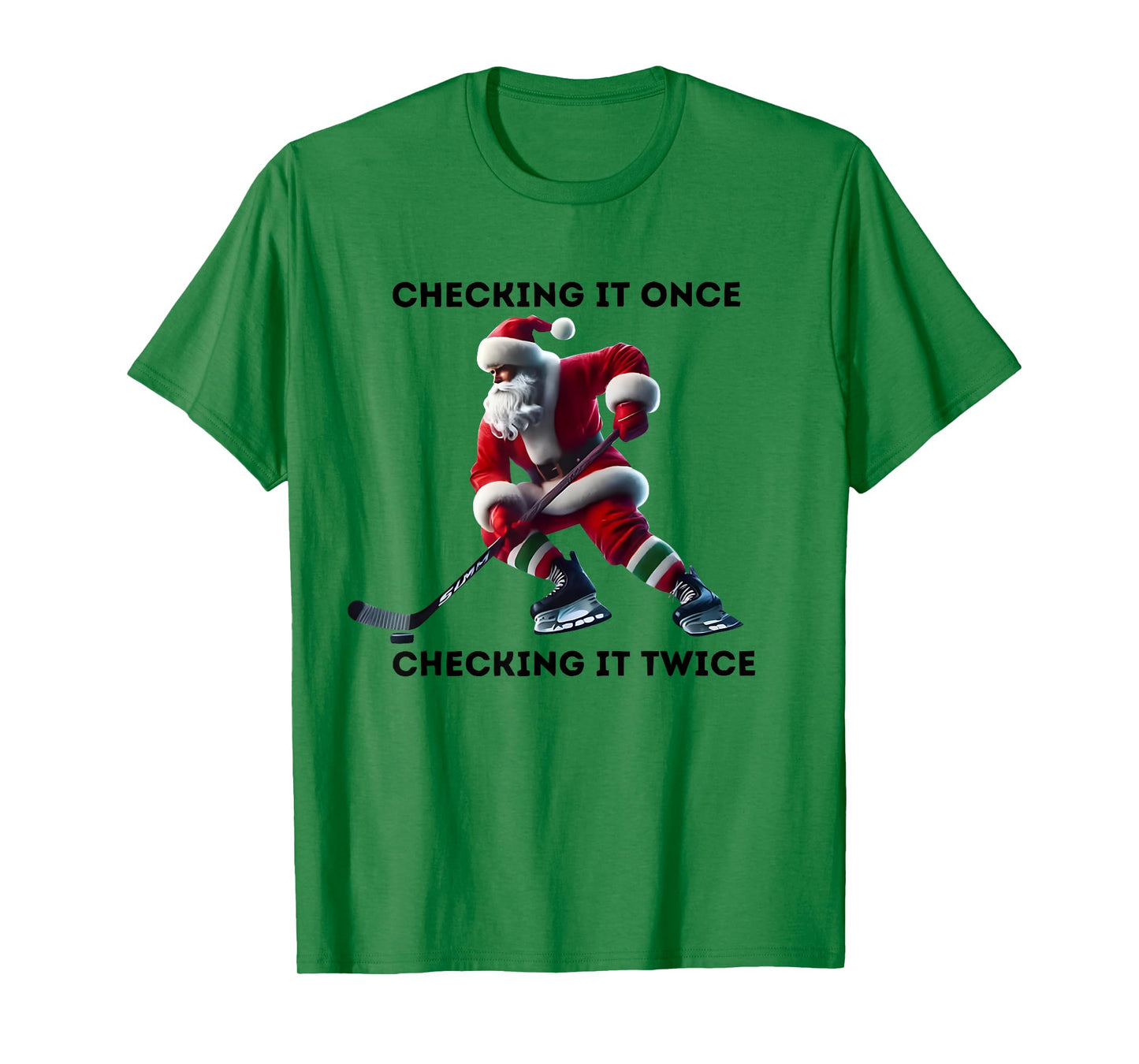 Checking It Once Checking It Twice Hockey Santa Christmas T-Shirt