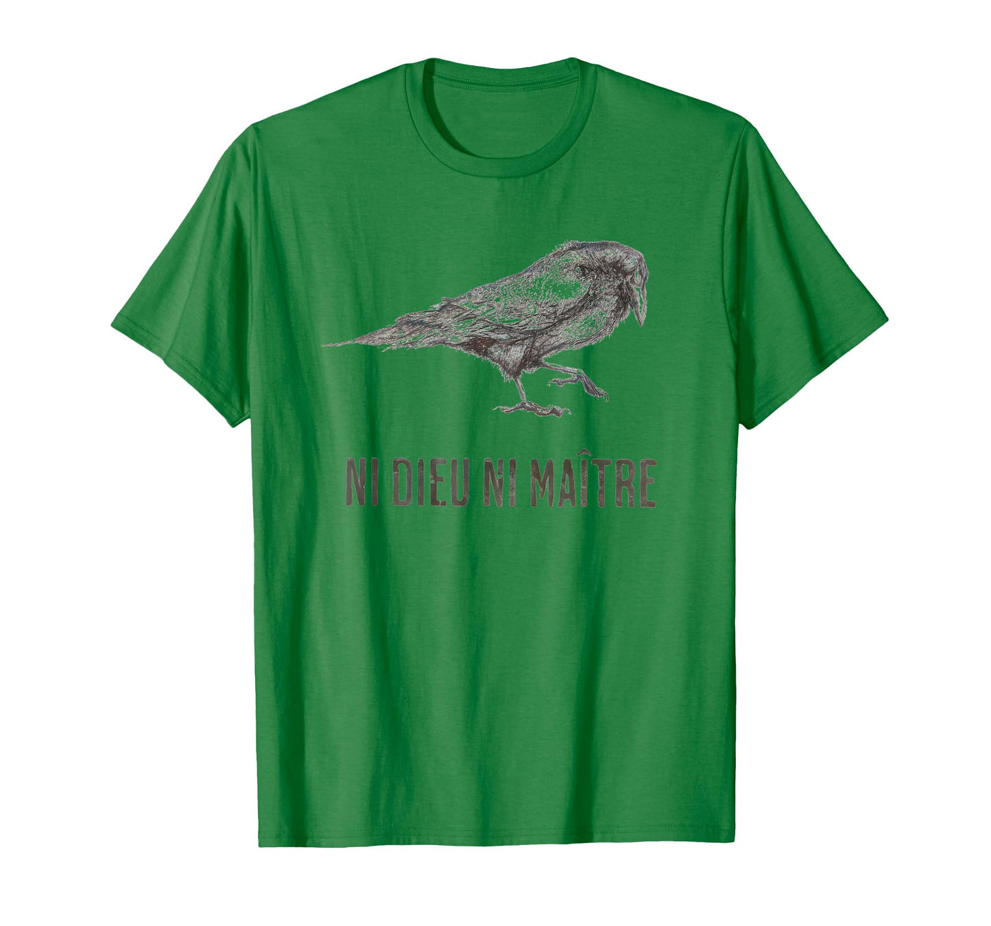 No God No Masters Leftist French Anarchist Crow Bird, Raven T-Shirt