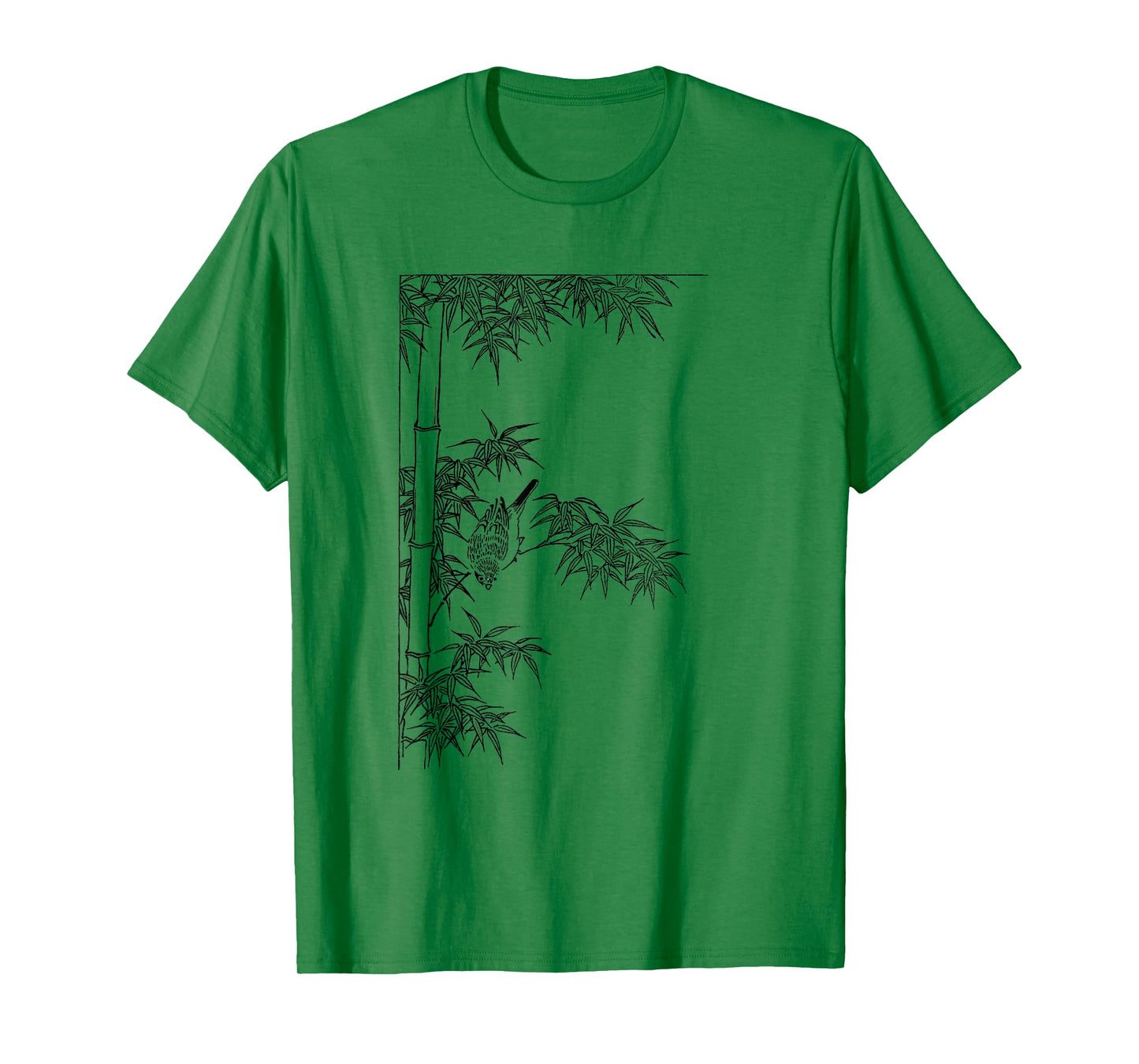 Picture of bamboo t-shirt - bamboo plant with a bird T-Shirt