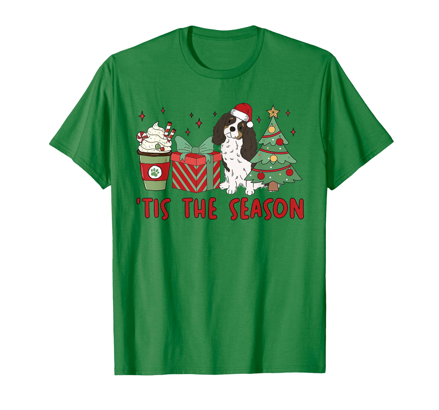 Cavalier King Charles Spaniel Christmas Tis The Season Dog Men Women Kids T-Shirt