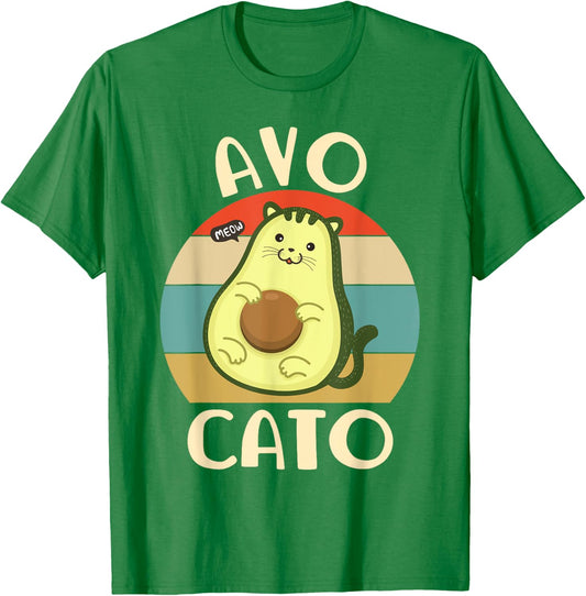 Avocado Shirt Women Kids Avocato Avogato Cat Lover Vegan T-Shirt