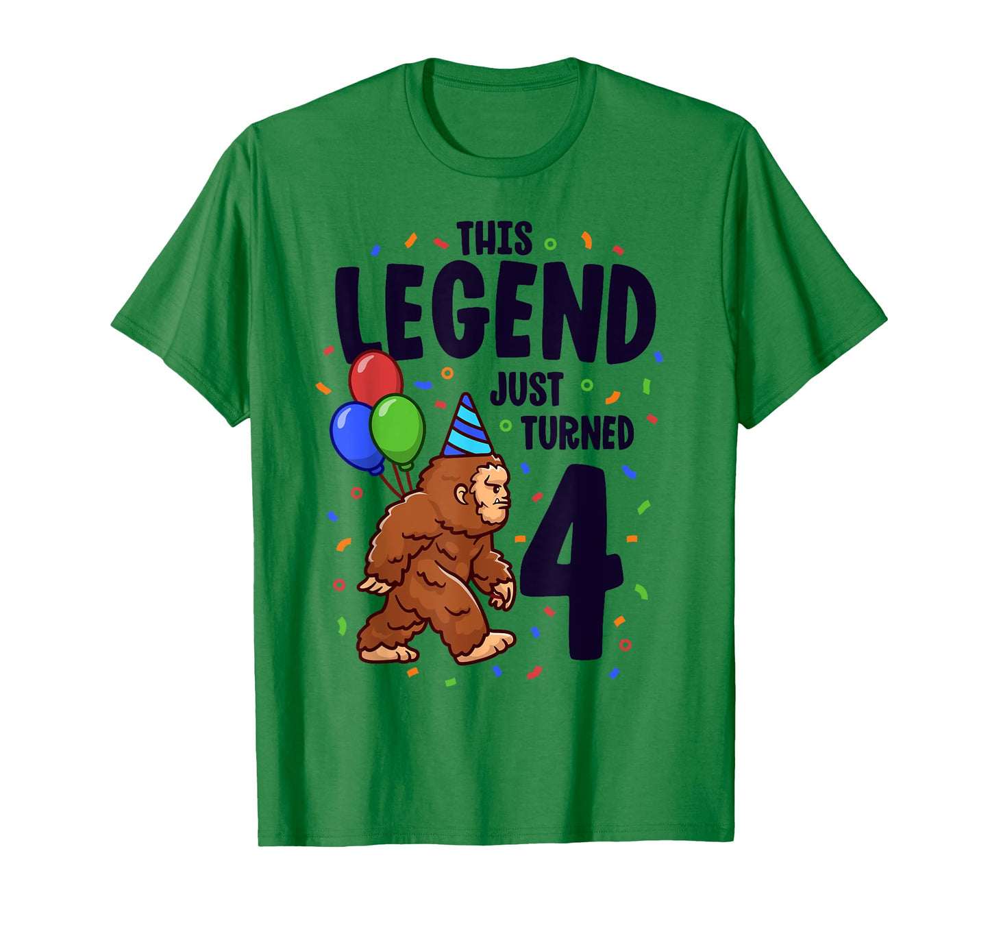 Bigfoot Birthday Party 4 Years Old Sasquatch Theme Boys T-Shirt