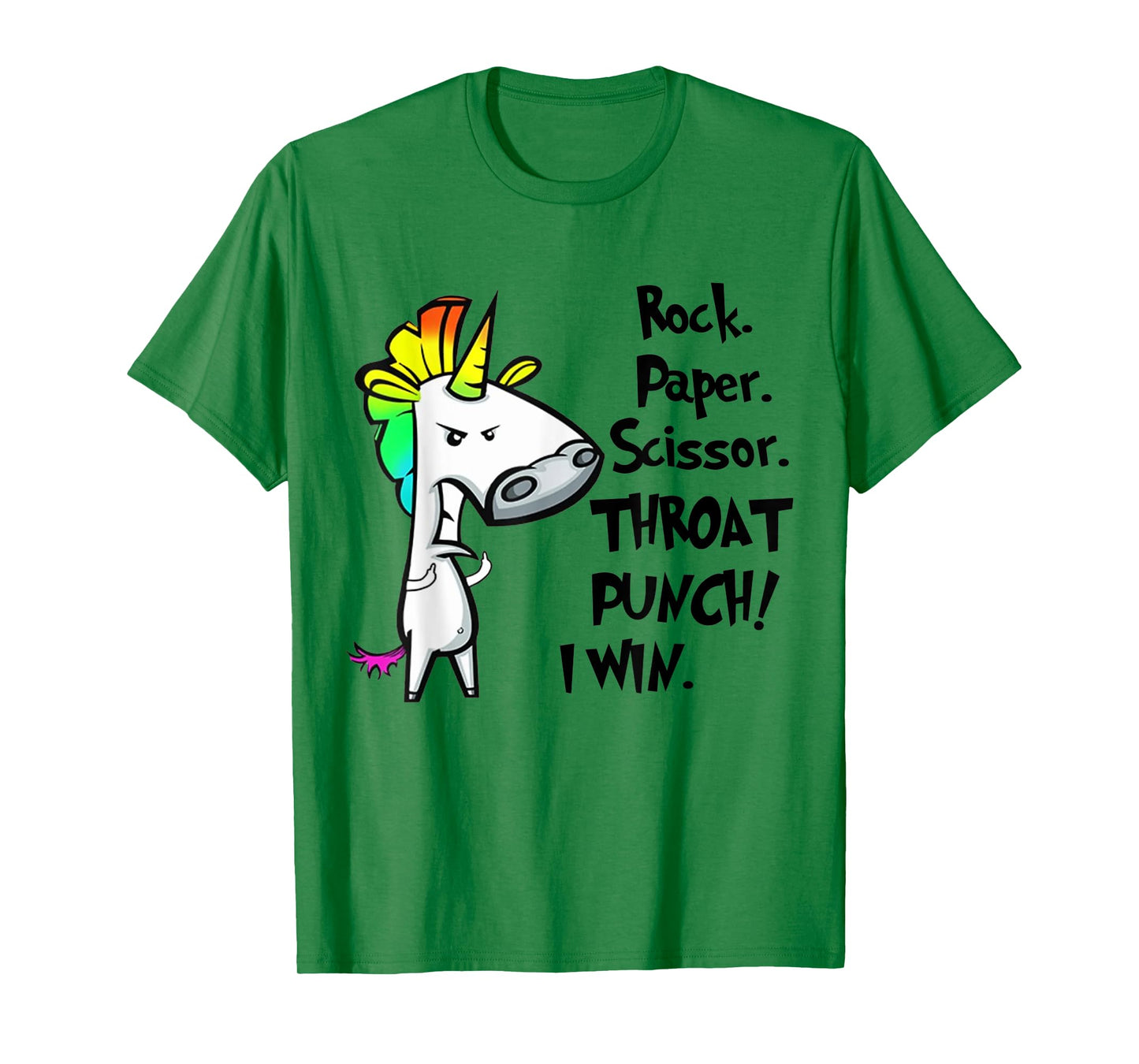 Unicorn Rock Paper Scissors Throat Punch I Win T-Shirt