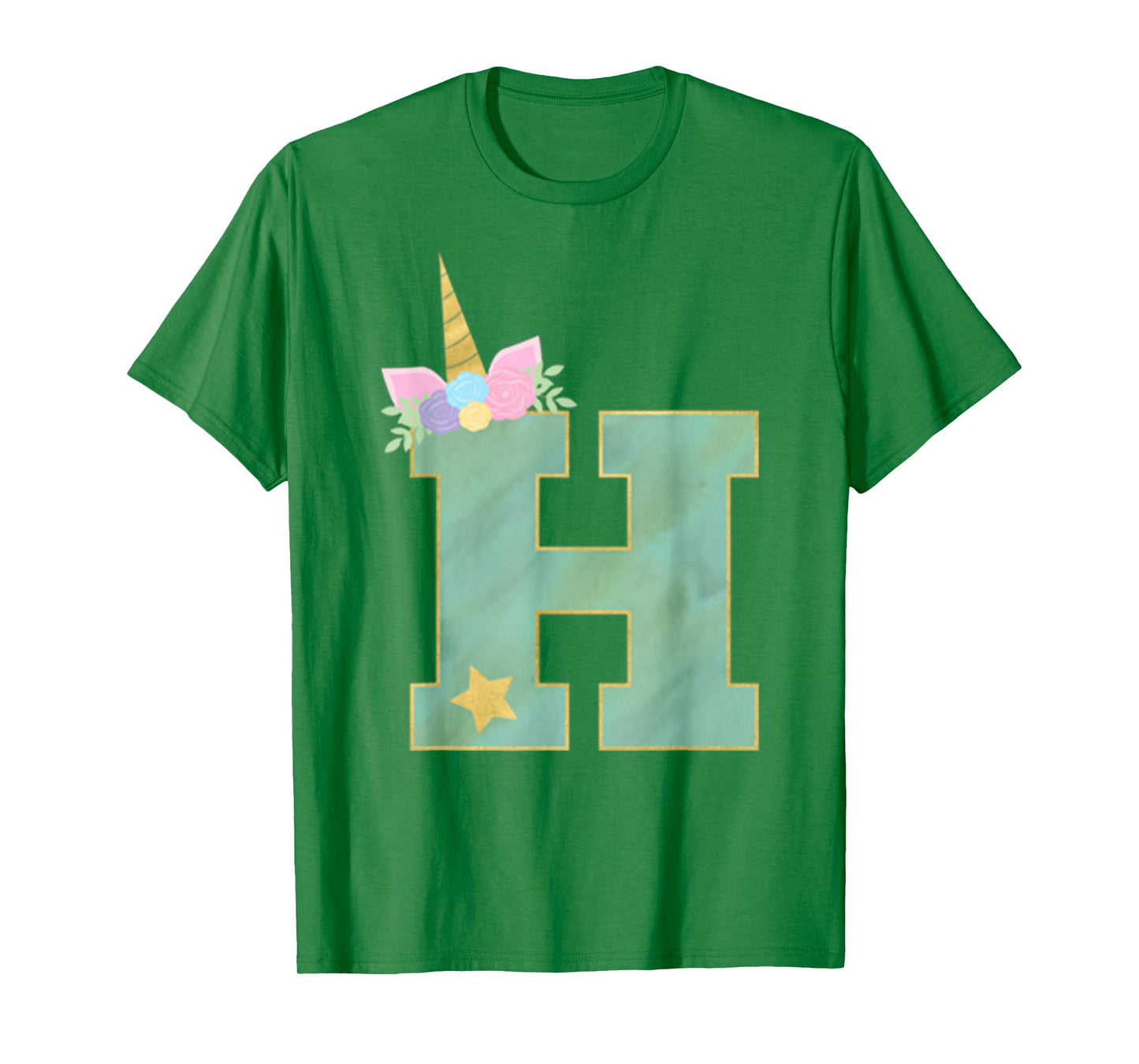 Initial Letter H Unicorn Monogram for Girls Unicorn Birthday T-Shirt