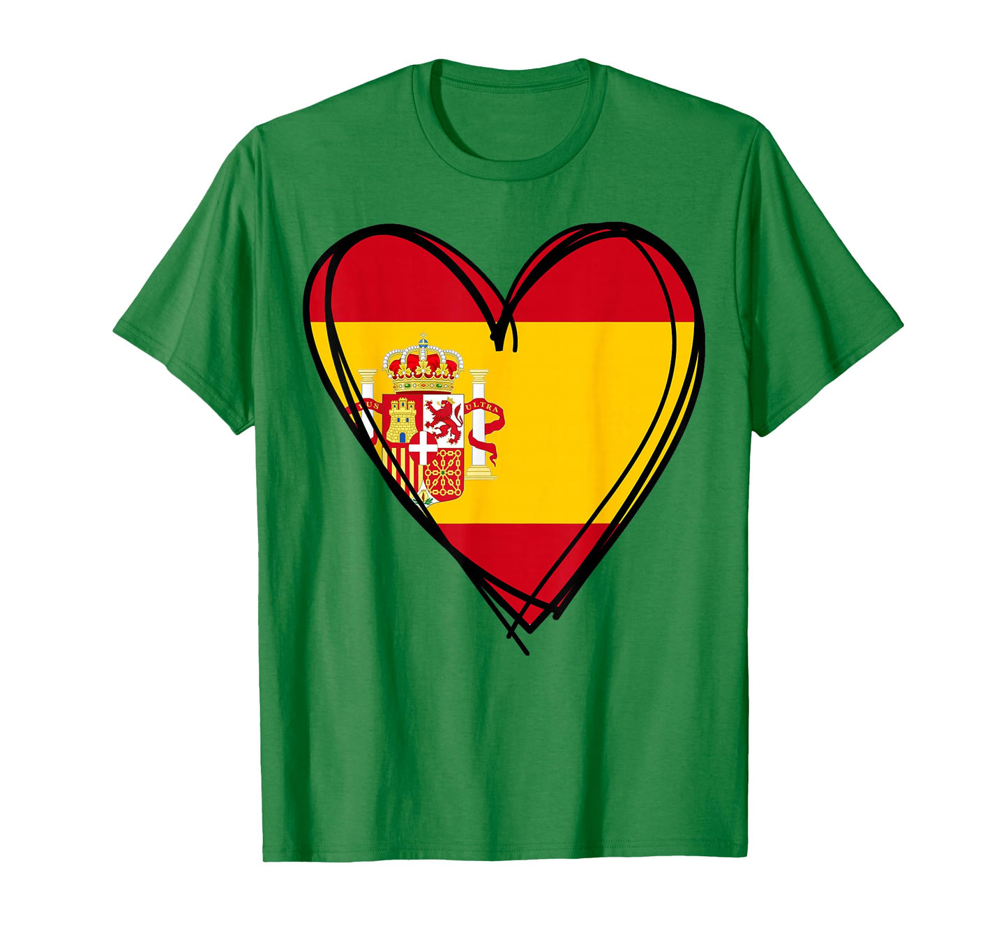 Proud Spanish Boy Girl Aunt Dad Mom Spain Flag Heart Graphic T-Shirt