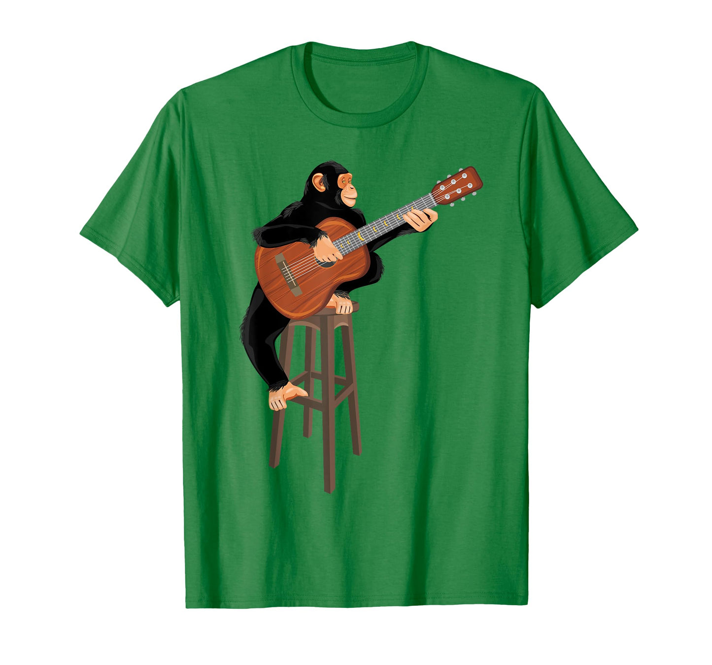 Chimpanzee playing acoustic guitar. Funny monkey T-Shirt