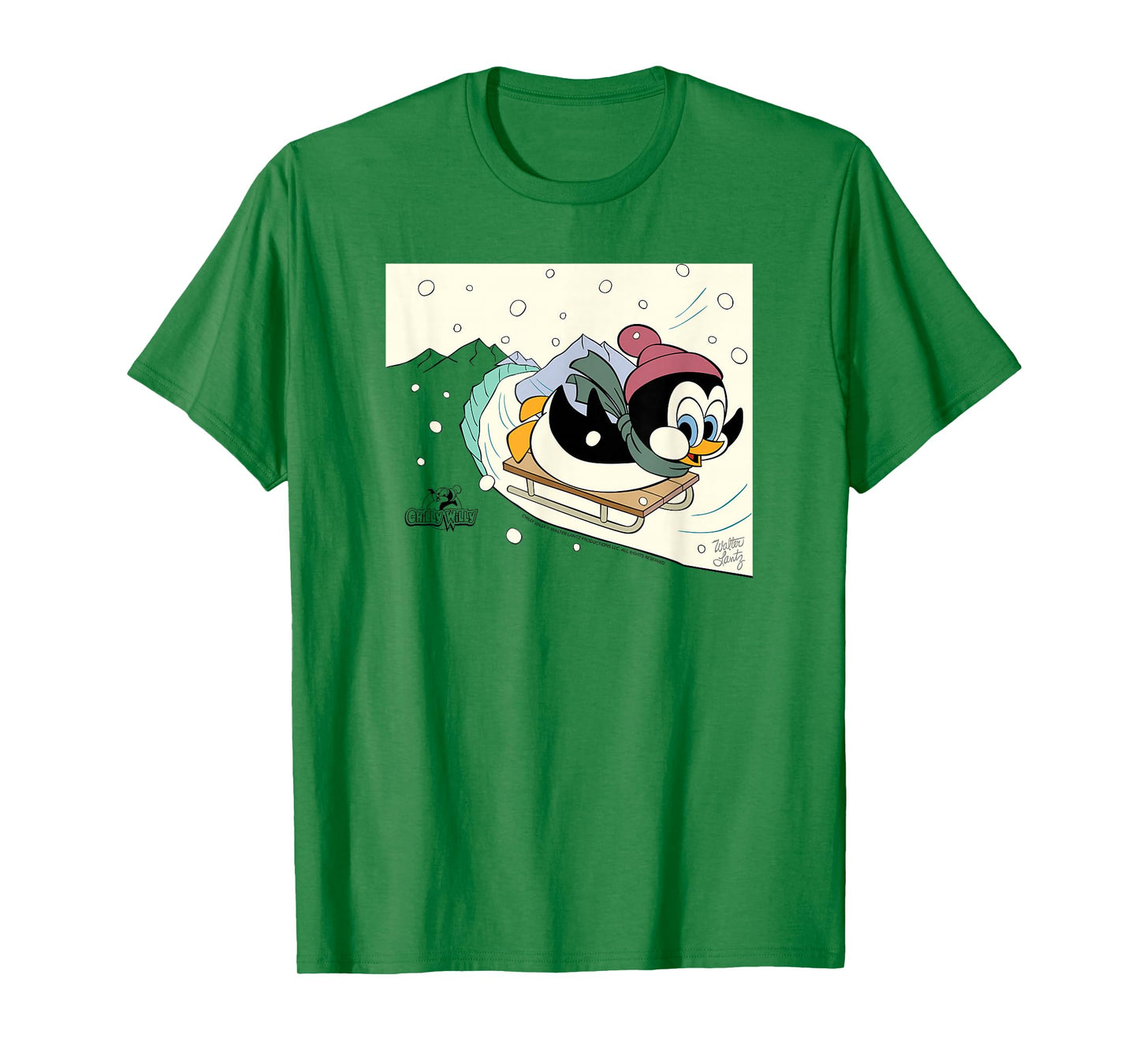 Chilly Willy the Penguin Sledding Holiday T-Shirt