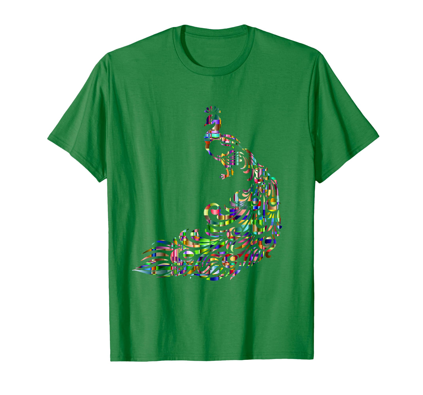 Colorful Peacock Bird T-Shirt, Cool Rainbow Art Tee T-Shirt