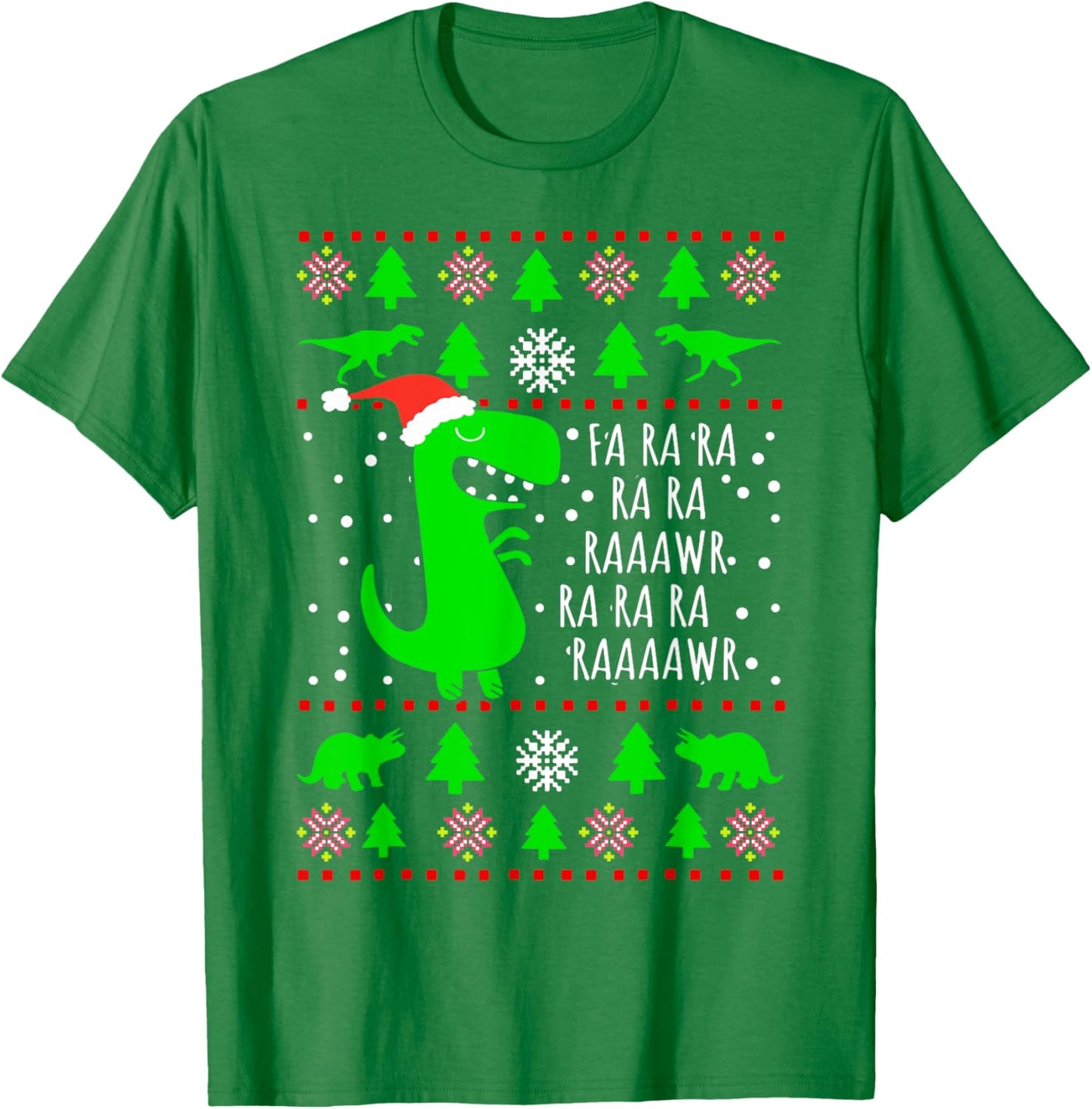 Dinosaur Ugly Christmas Sweater Fa Ra Rawr Family Kids Boys T-Shirt