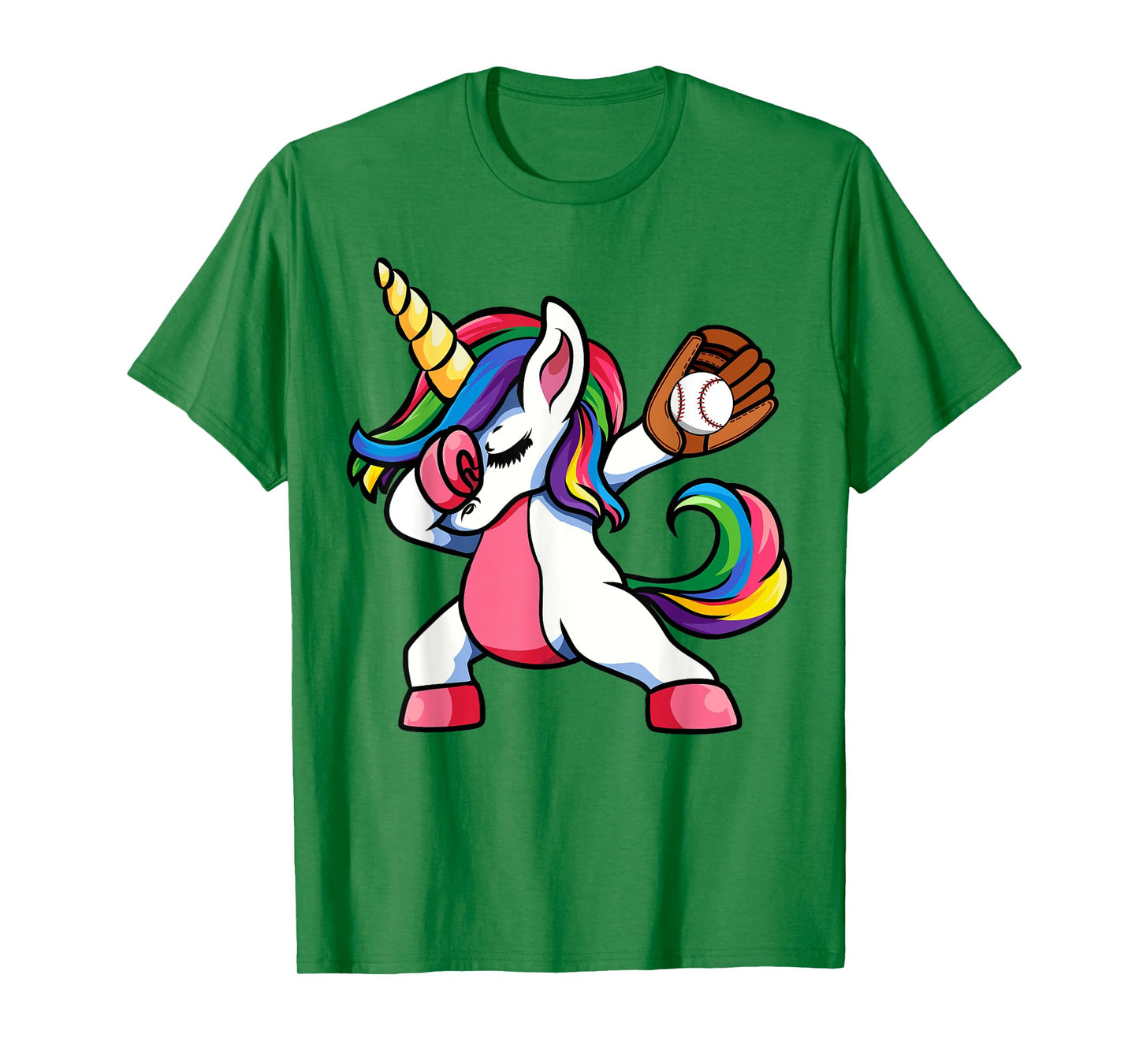 Girls Funny Dabbing Baseball Unicorn Apparel, Youth Dab T-Shirt