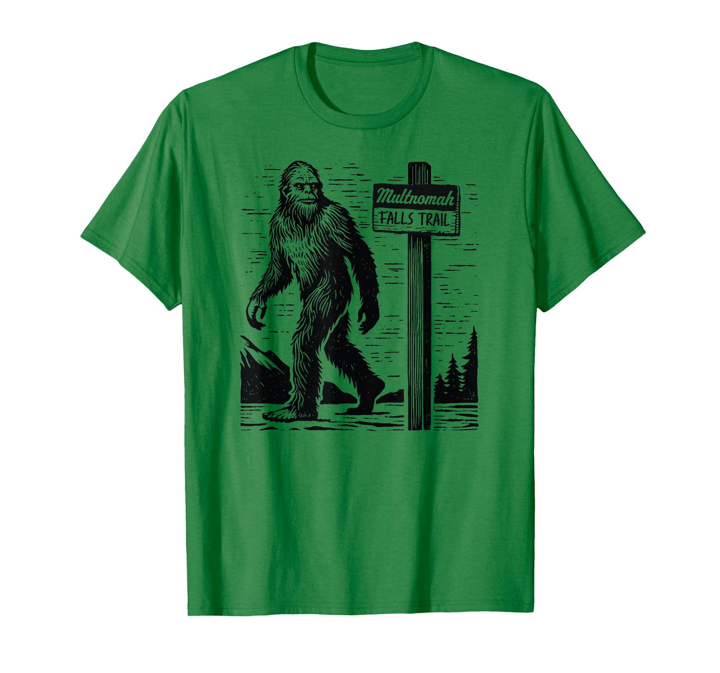 Multnomah Falls Trail Vintage Hiking & Road Trip Bigfoot T-Shirt