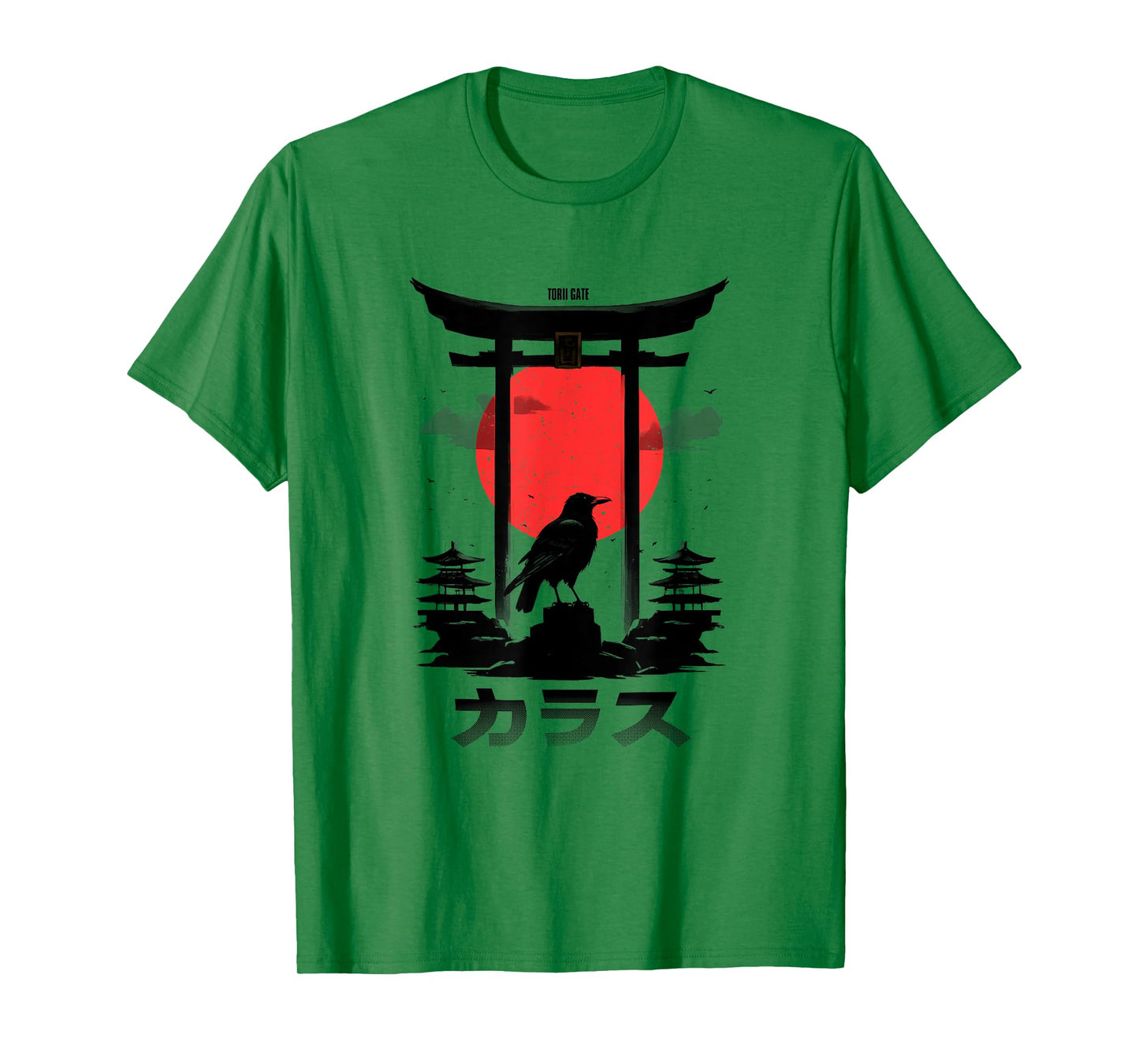 Japanese Aesthetic Red Rising Sun Raven Torii Gate Shinto T-Shirt