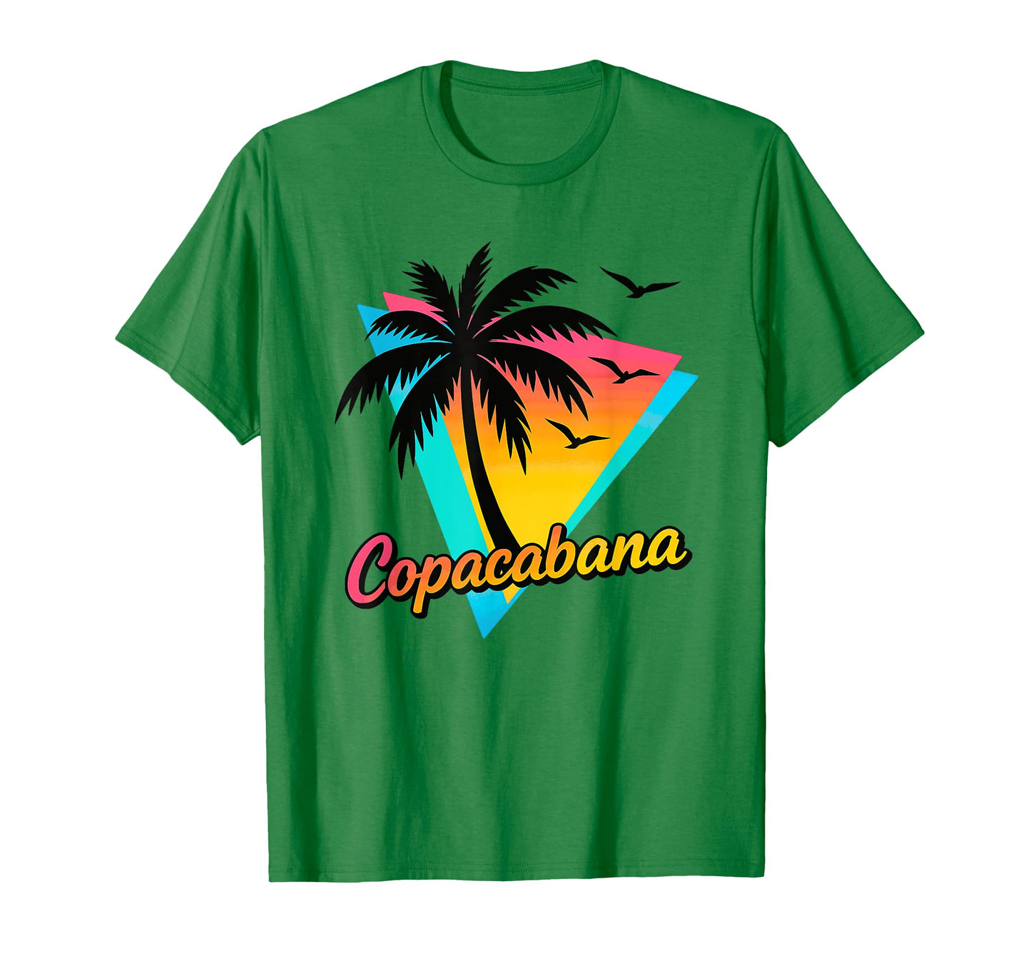 Copacabana Tropical Summer Retro Beach Palm Tree Sunset T-Shirt