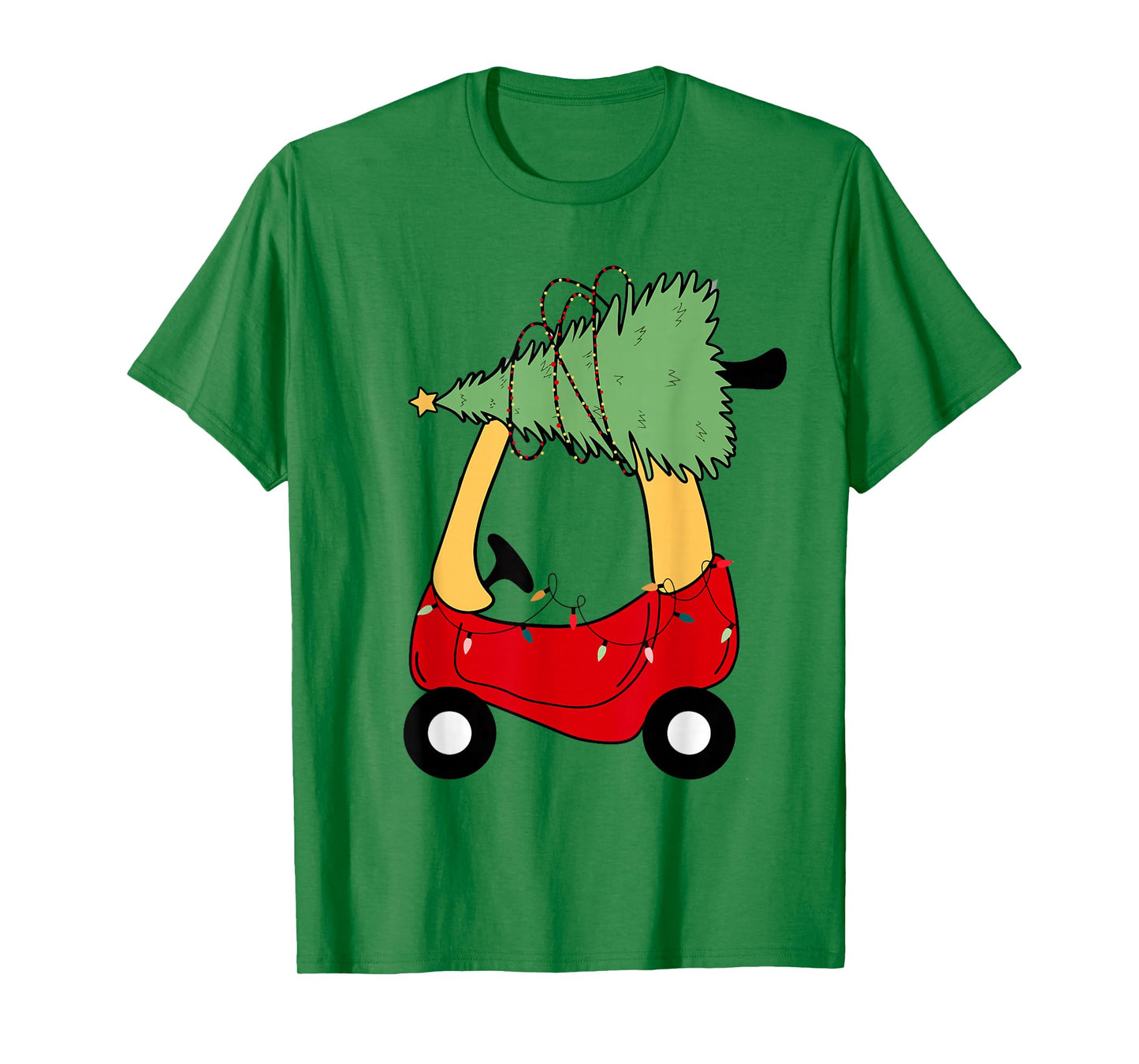 Retro Christmas Tree on Red Car Boys Girls Kids Xmas Holiday T-Shirt