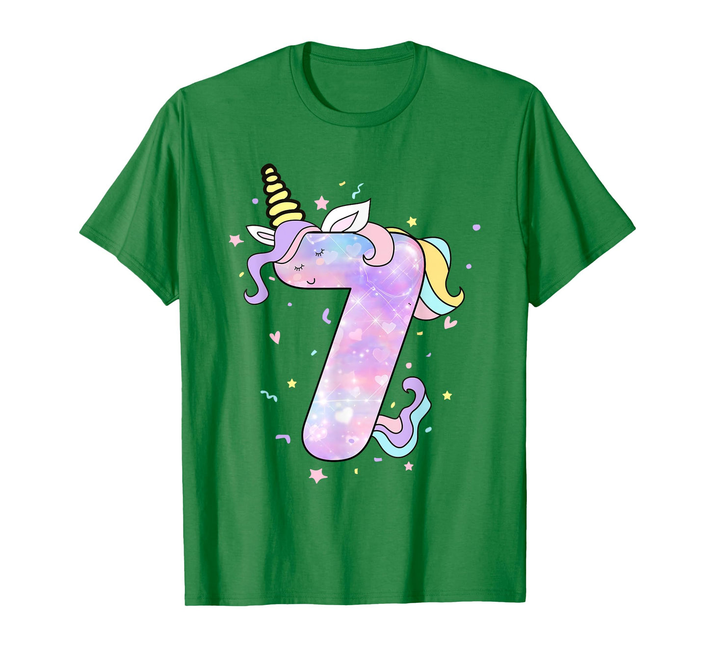 Unicorn Birthday Shirts for Girls Outfit 7th Seven Year Old T-Shirt