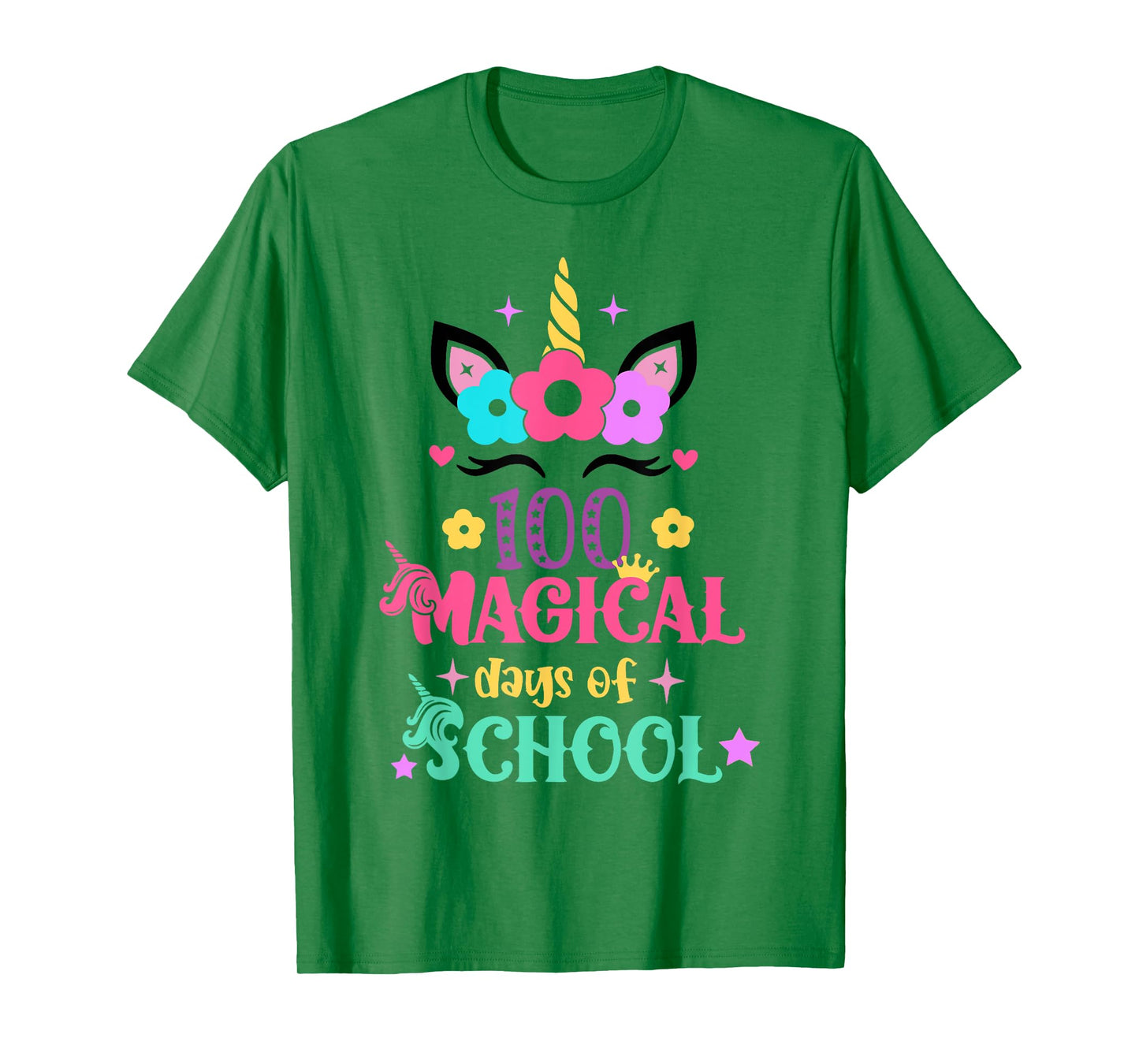 100th Day of School Unicorn 100 Magical Days Women Girls T-Shirt