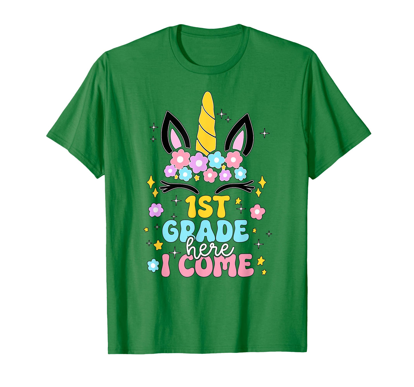 First Grade Here I Come Unicorn Girls Kids Back To School T-Shirt