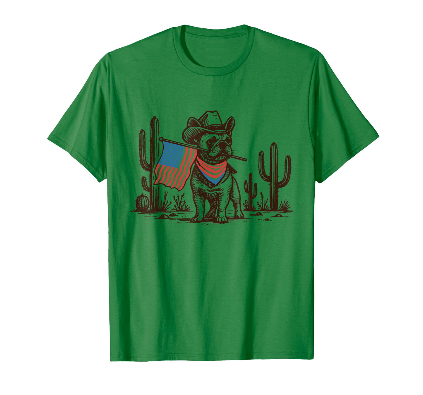 Funny Western French Bulldog 4th Of July Cute Cowboy Dog T-Shirt