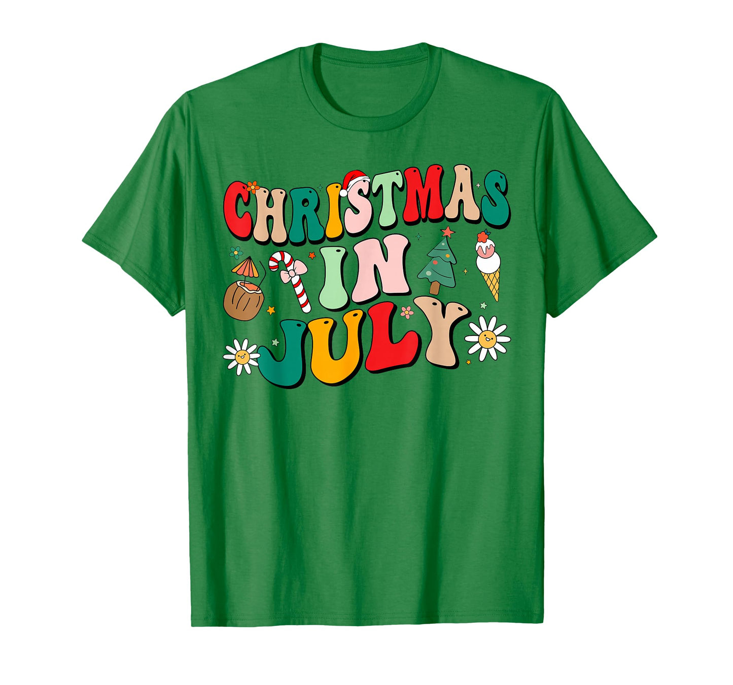 Christmas In July Shirts Groovy Xmas Summer Men Women Kids T-Shirt