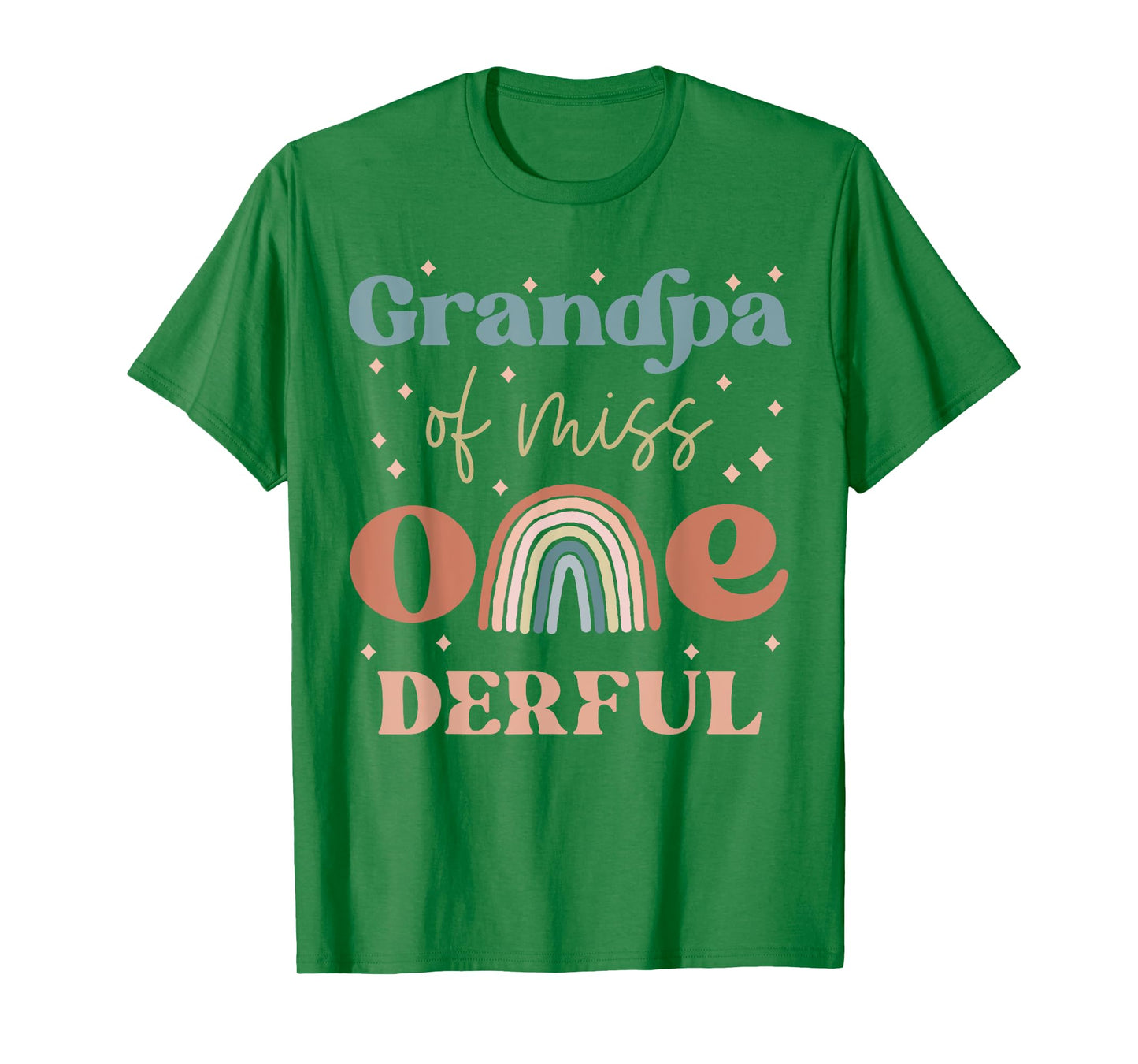 Grandpa of Miss Onederful Boho Rainbow First Birthday T-Shirt