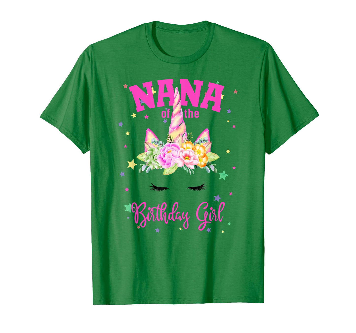 Nana of the Birthday Girl! Unicorn Face Theme T-Shirt