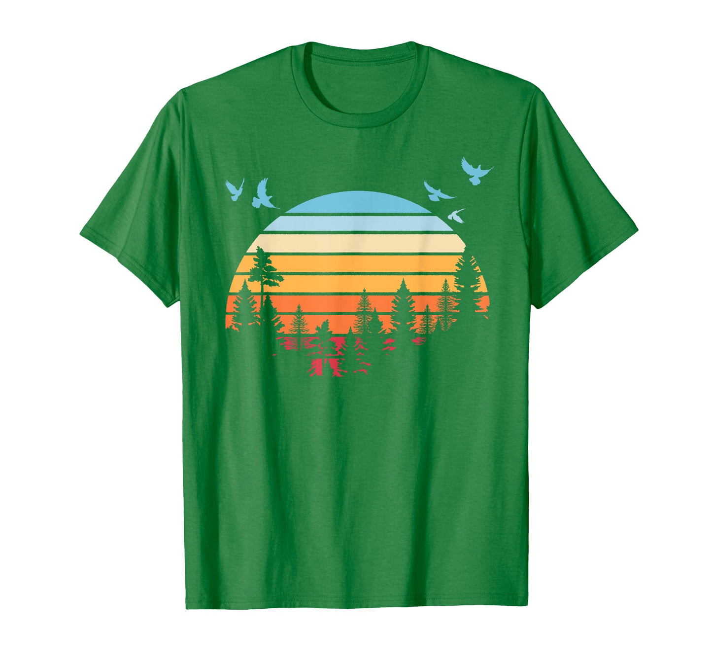 Retro Flock Of Birds Wildlife Nature Outdoors Trees Forest T-Shirt