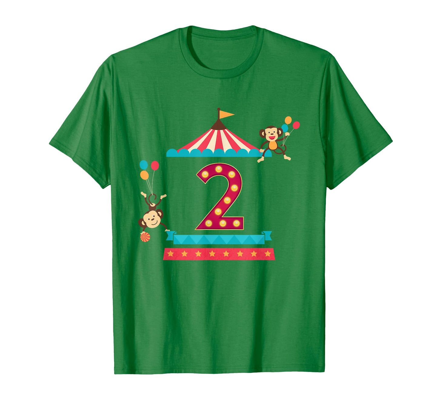 2nd Birthday Circus Top Monkeys 2 Year Old Toddler Carnival T-Shirt