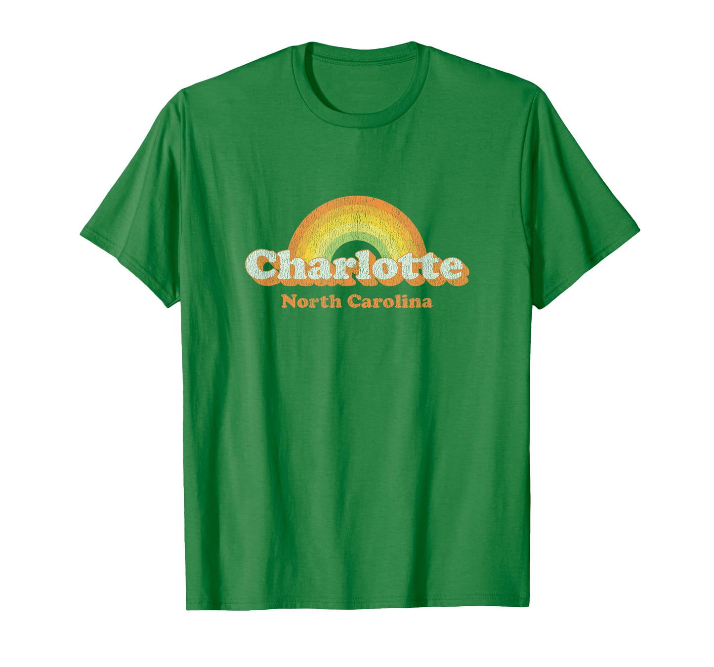 Retro Charlotte NC T Shirt Vintage 70s Rainbow Tee T-Shirt