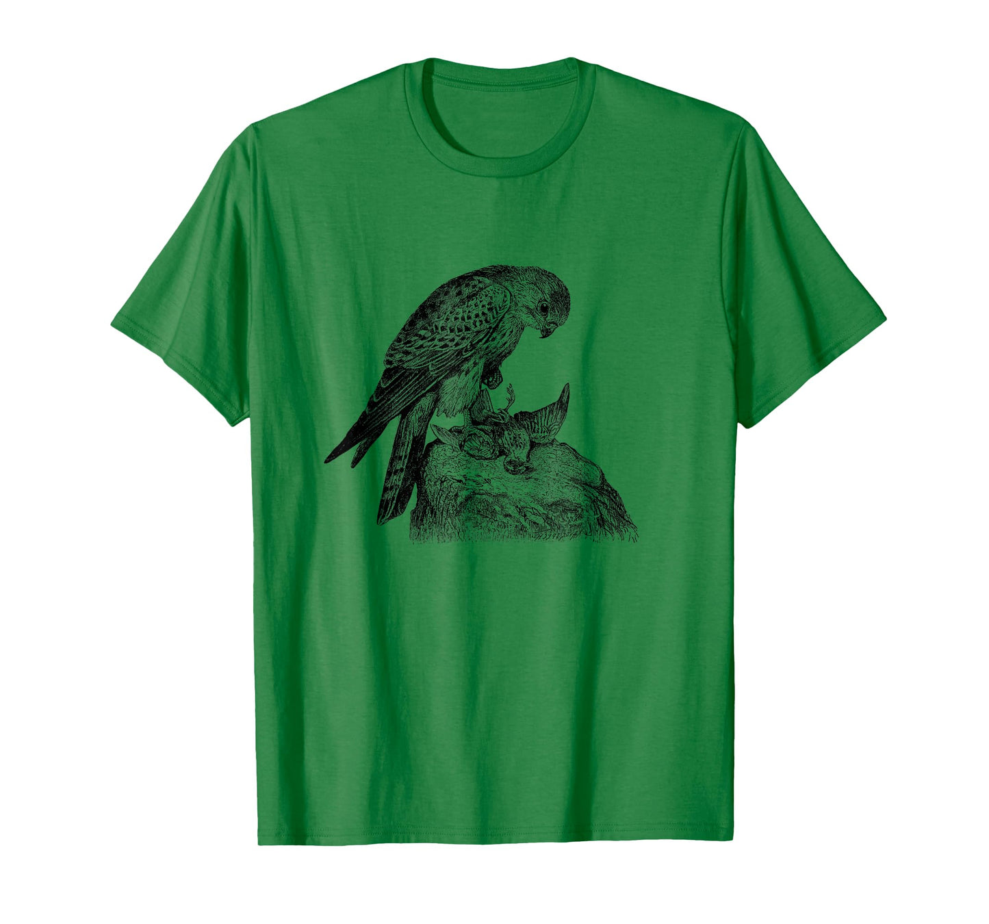 Old World Kestrel Bird with Prey Print T-Shirt
