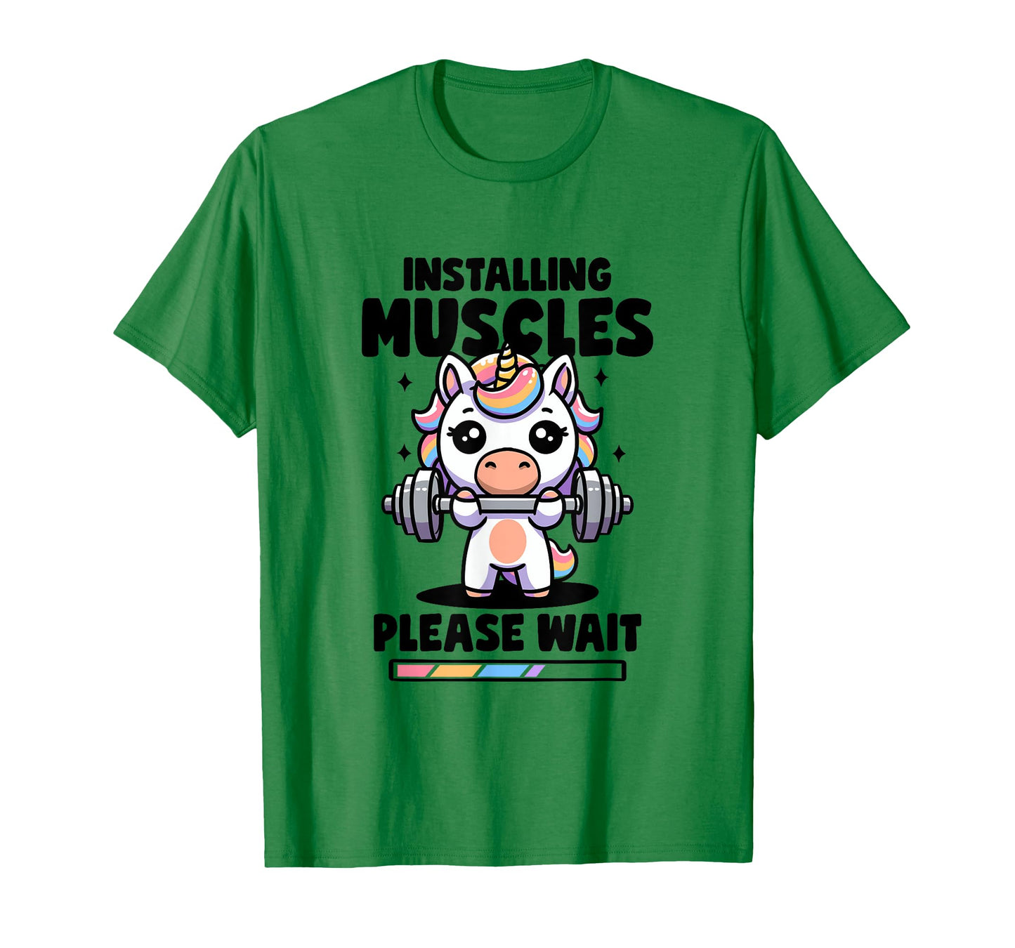 Installing Muscles Please Wait Unicorn Gym Quote Unicorn T-Shirt