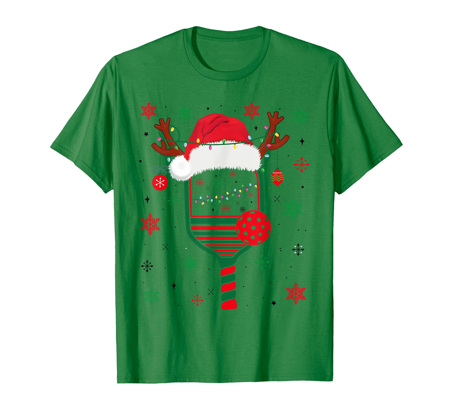 Pickleball Player Christmas Holiday Reindeer Xmas Women Men T-Shirt