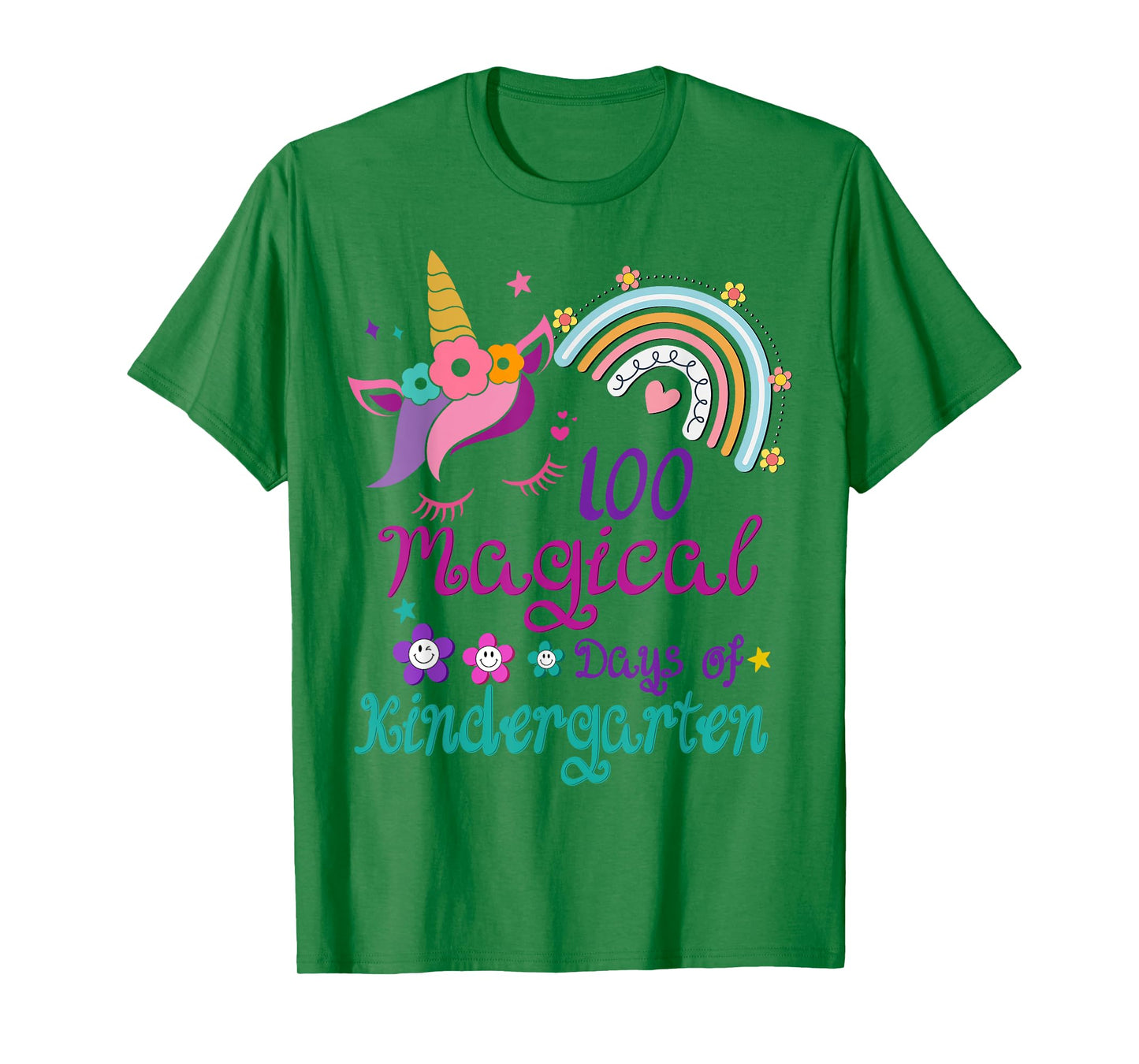100 Days Of Kindergarten 100th Day School unicorn girls T-Shirt