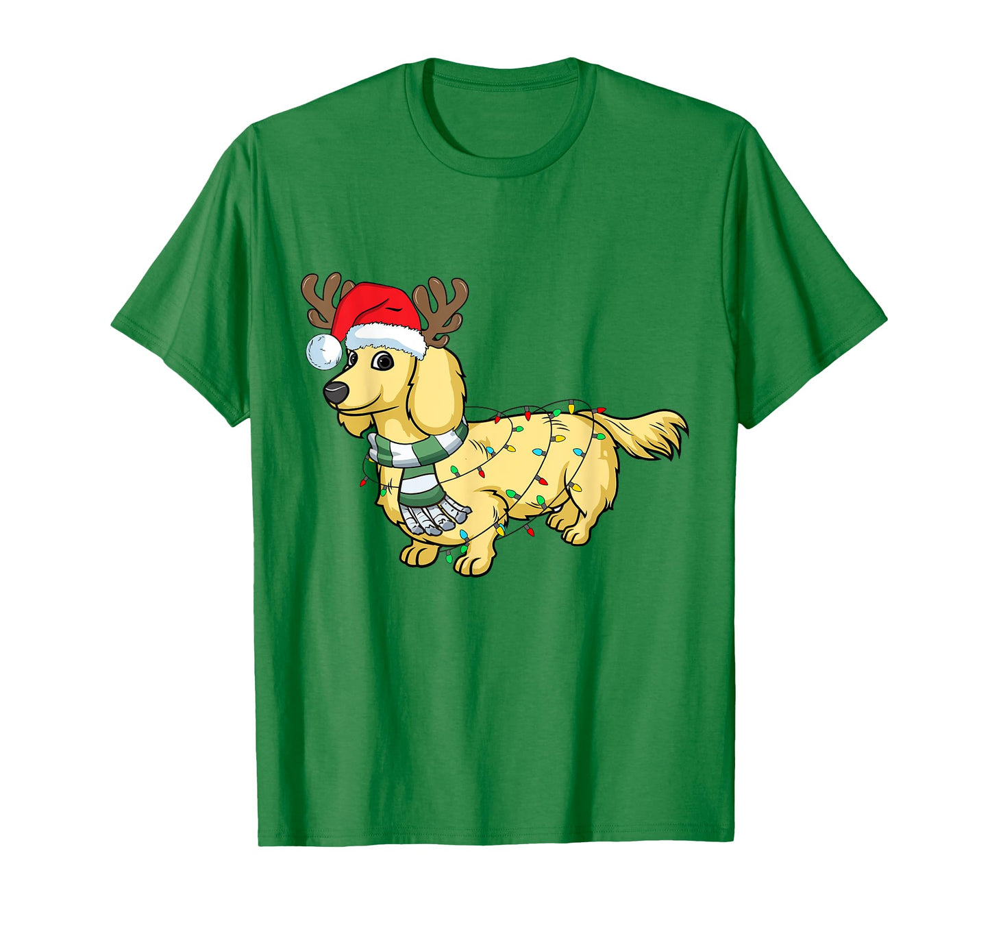 Cream Dachshund Reindeer Santa Dog Merry Christmas T-Shirt