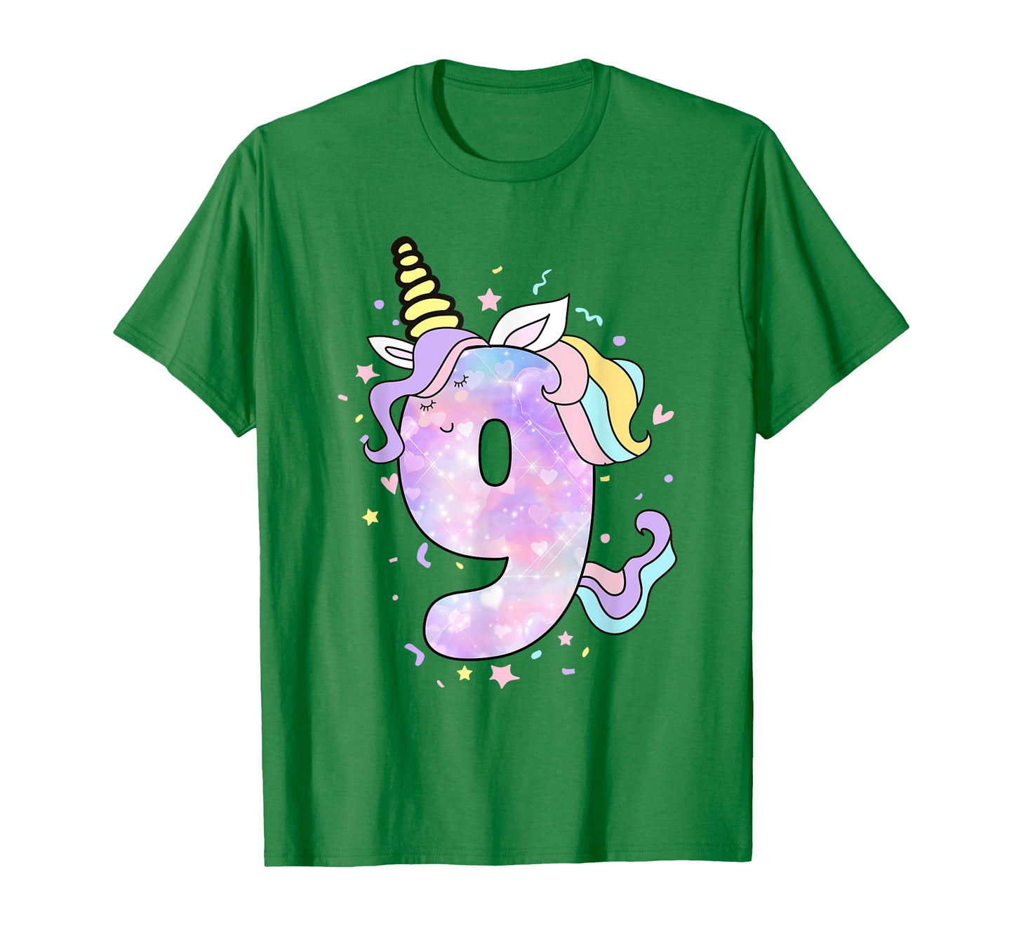 Unicorn Birthday Shirts for Girls Outfit 9th Nine Year Old T-Shirt