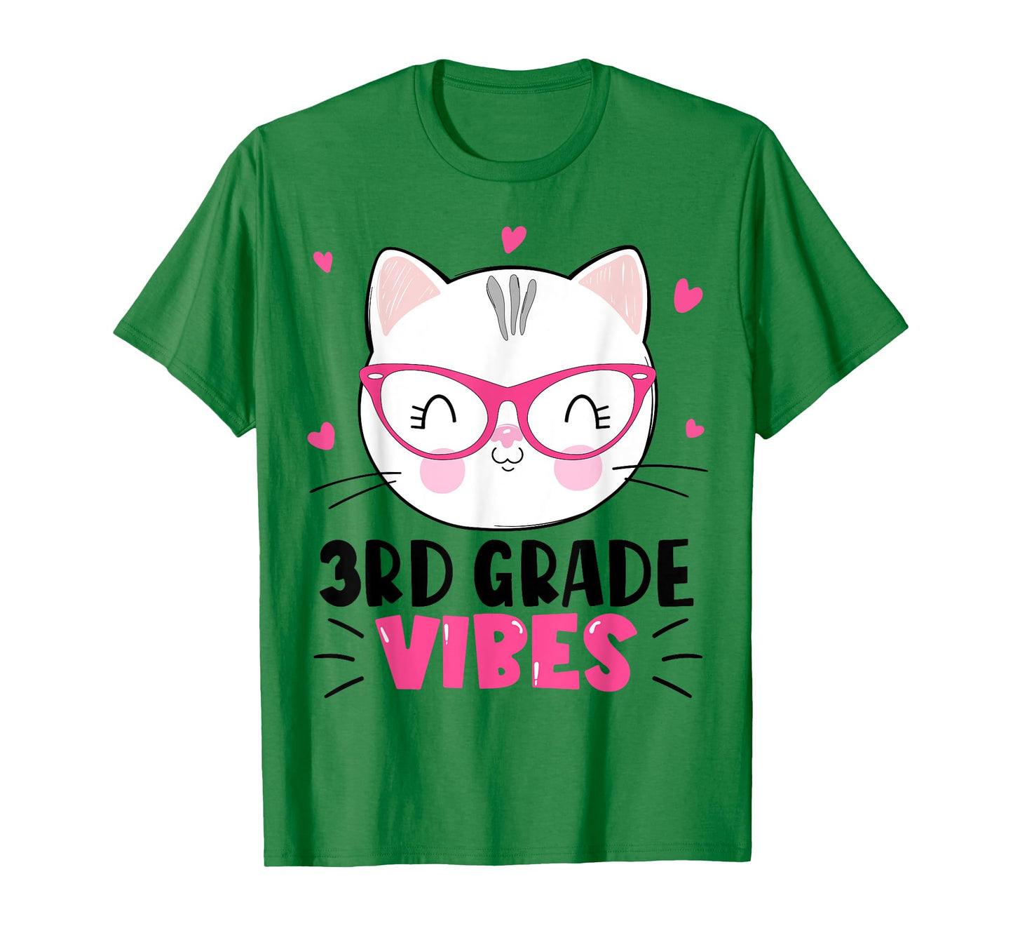 Cute 3rd Grade Vibes Cat Kitten Lover Back To School Girls T-Shirt