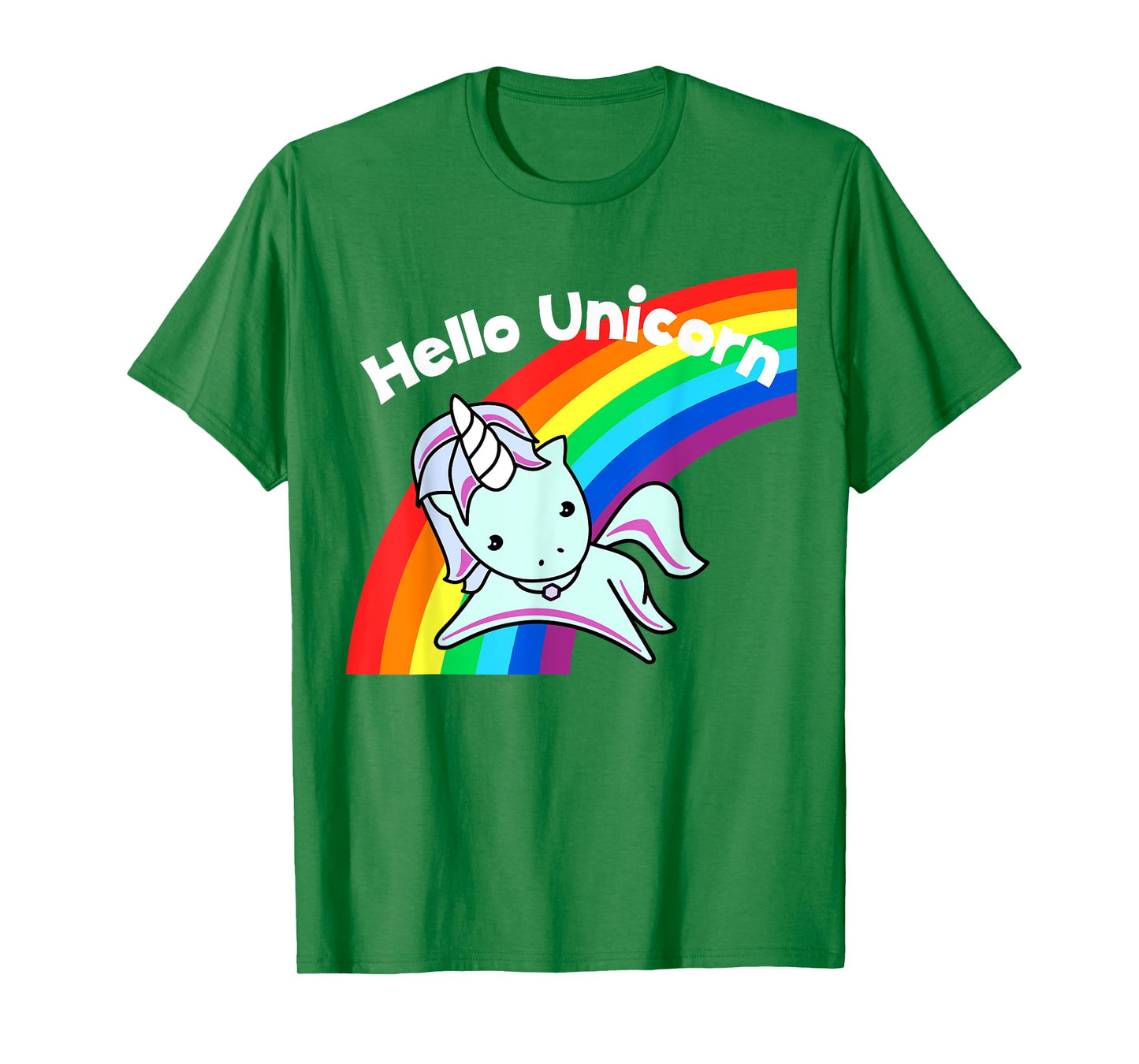 Pink Hello Unicorn Rainbow T-Shirt